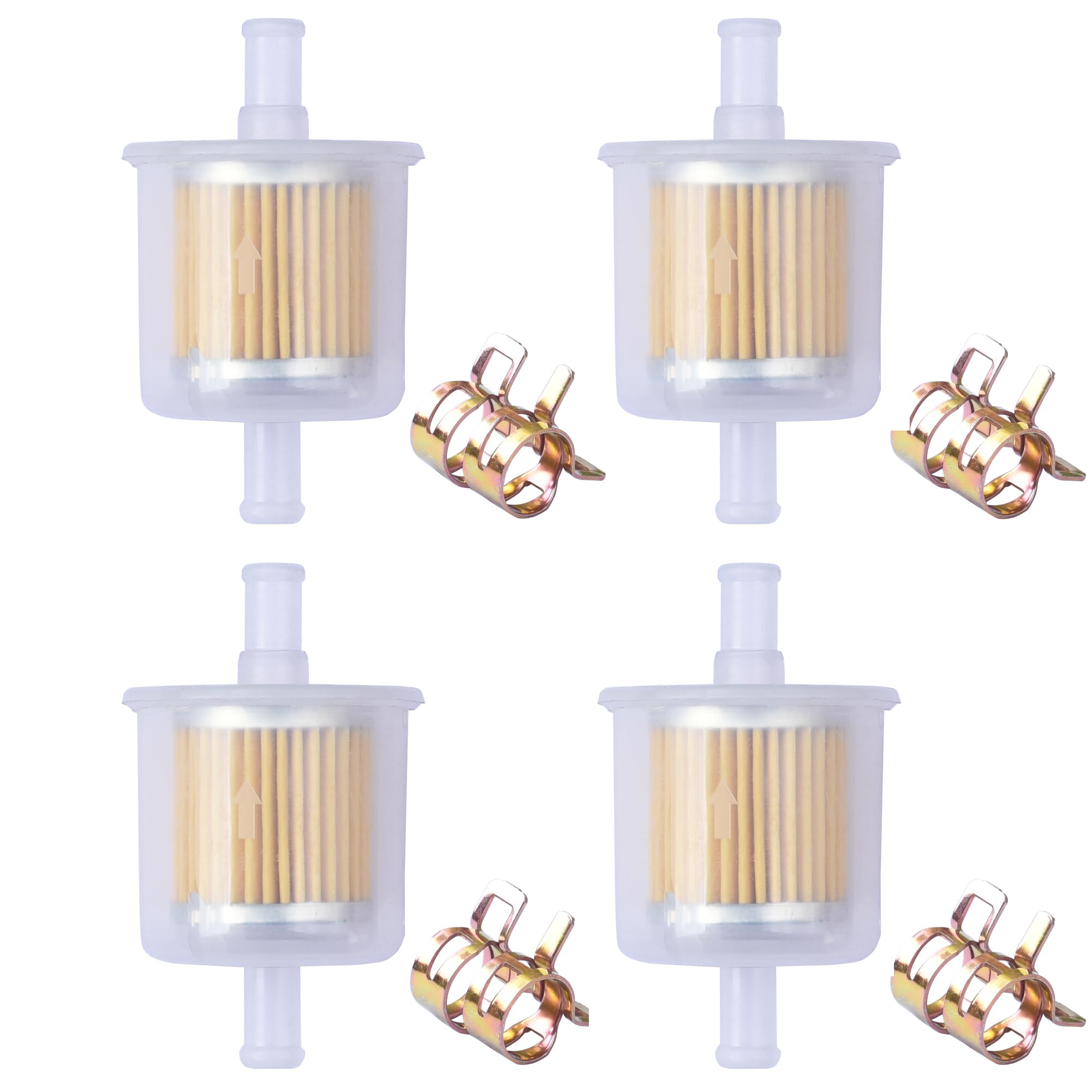 Universal Replacement Gas Inline Fuel Filters for Motorcycles, Cars, Trucks And Gasoline Powered Engines 3/8 Inch (Pack of 4)