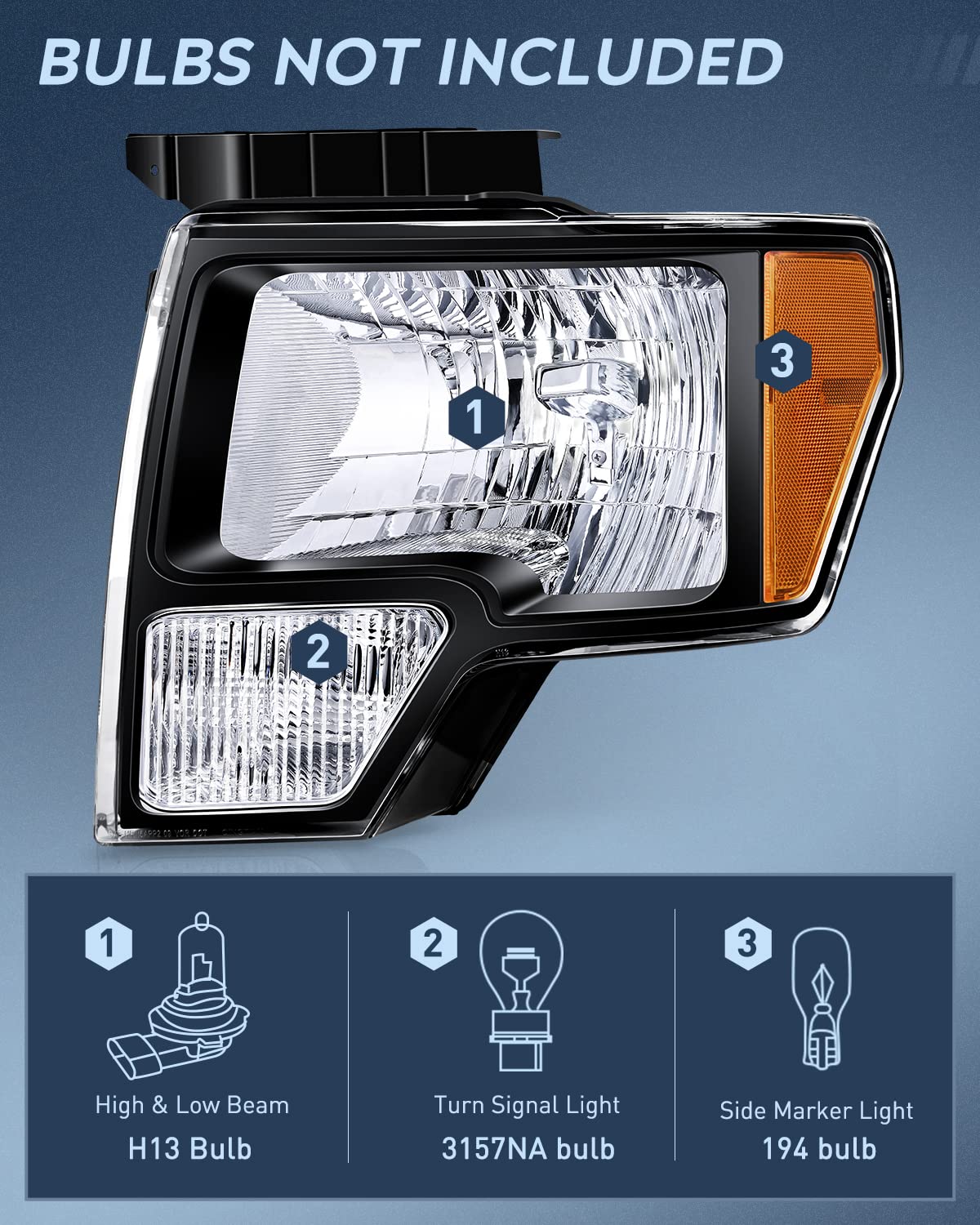 Nilight Taillight Assembly For 2009 2010 2011 2012 2013 2014 Ford F-150 F150 Pickup Truck Taillight Rear Lamp Replacement Oe Sty
