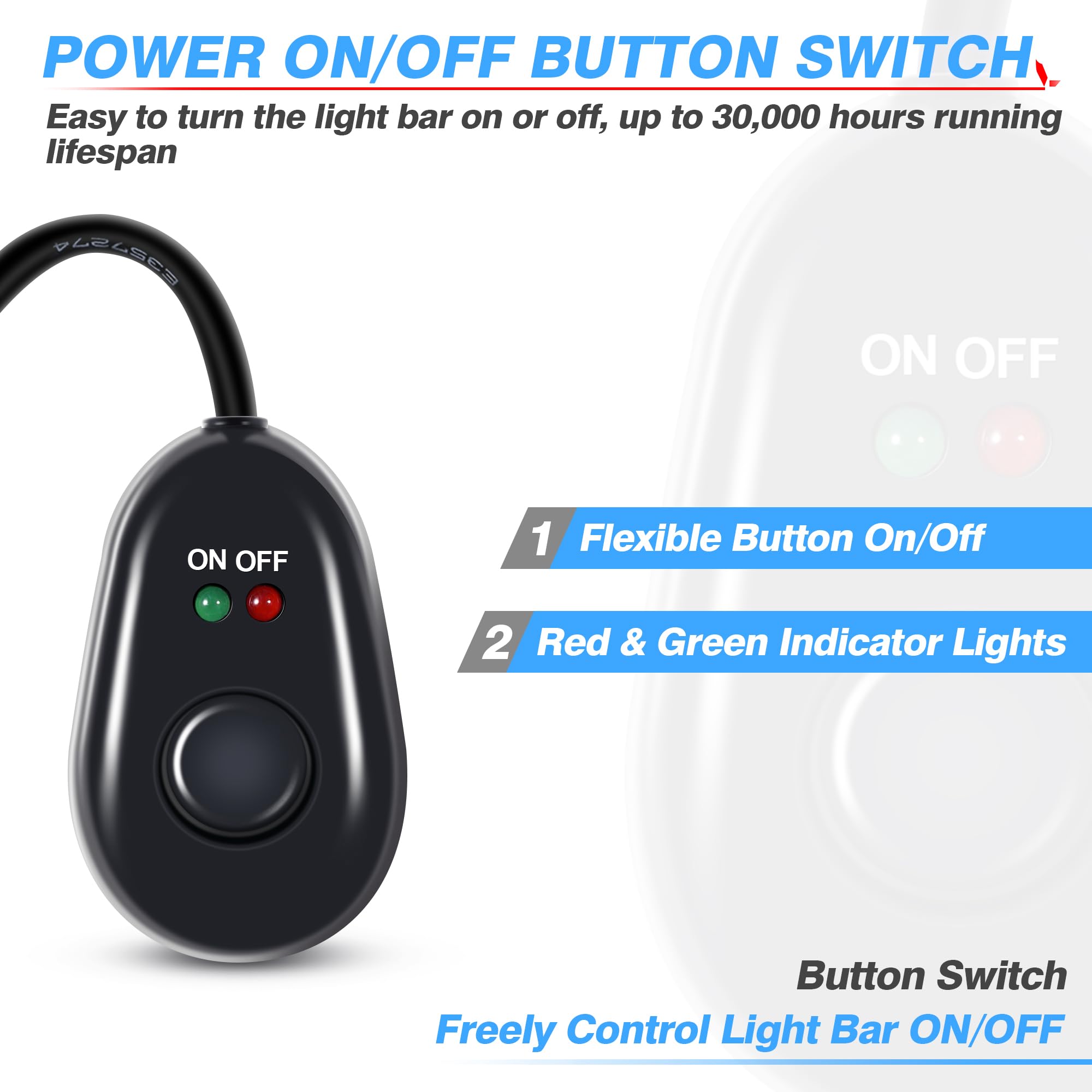 Mictuning Led Light Bar Wiring Harness Off Road Power 40A Relay Fuse On-Off Switch (2 Lead)