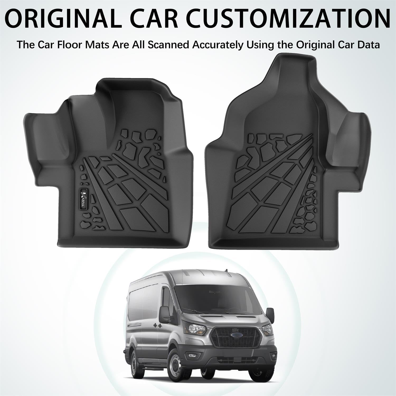 Karpal Floor Mats Front Liner Fit For 2020-2024 Ford Transit With Vinyl Flooring (No Transit Connect), Custom Fit Tpe All Weathe