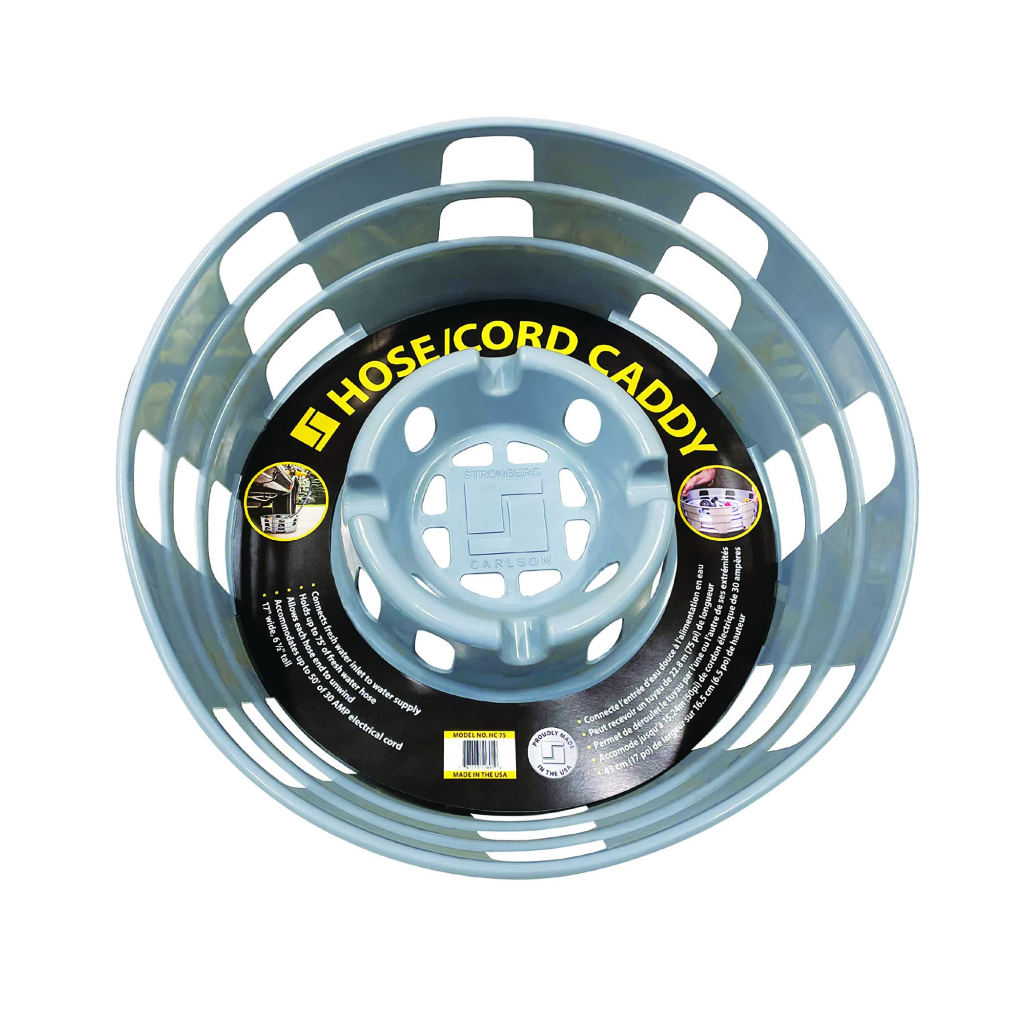 Stromberg Carlson Hc-75 Hose And Cord Caddy For Rv - Holds Up To 75 Feet Of Hose - 17'' X 6.5'' Camper Hose Storage - Rv Water H