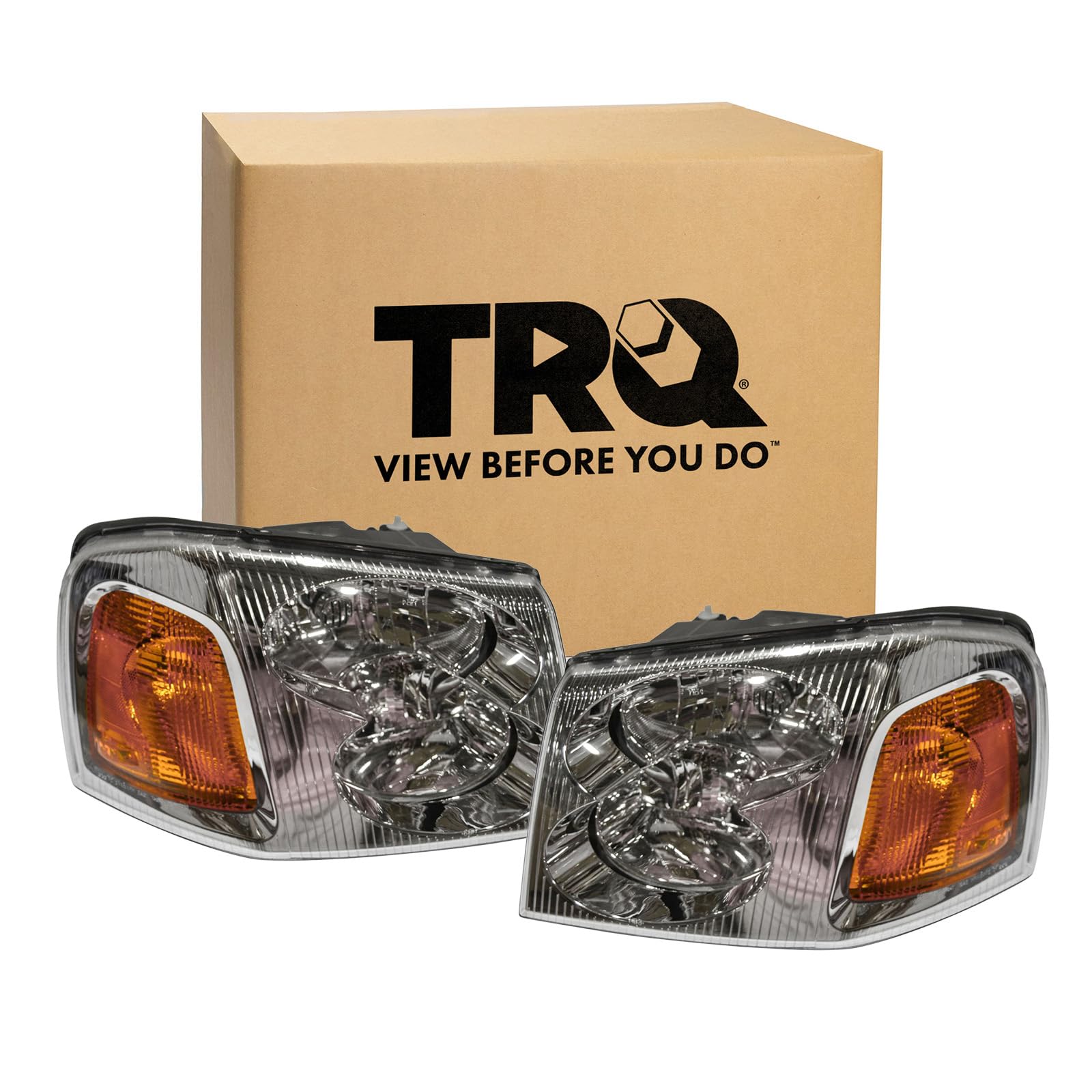 Trq Driver & Passenger Side Headlight Assembly Set Headlights Driver & Passenger Side Compatible With 2002-2009 Gmc Envoy 2002-2