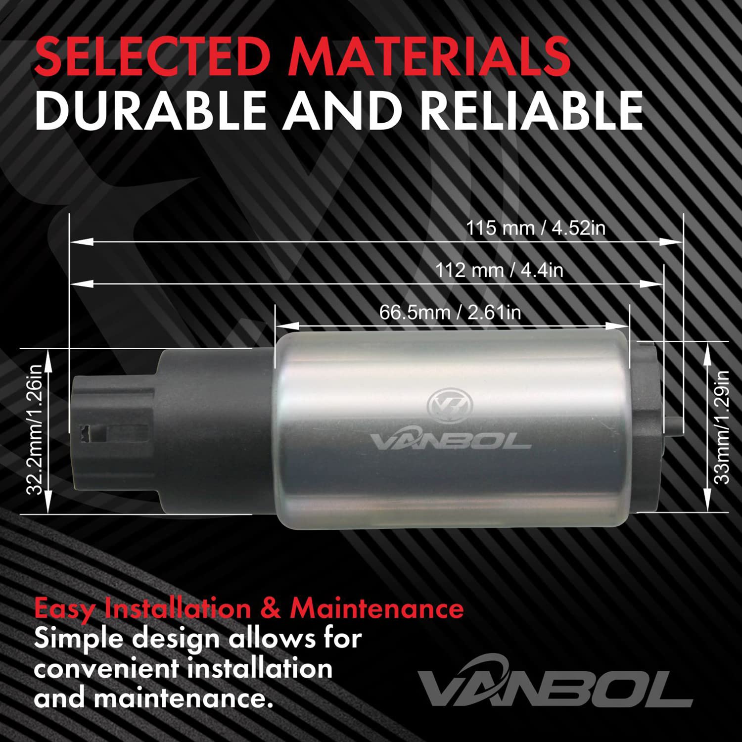 Vanbol Electric Fuel Pump Install Kit Fit Toyota Pontiac Scion Nissan Lexus Honda Ford High Flow Universal Automotive 12V Gasoli