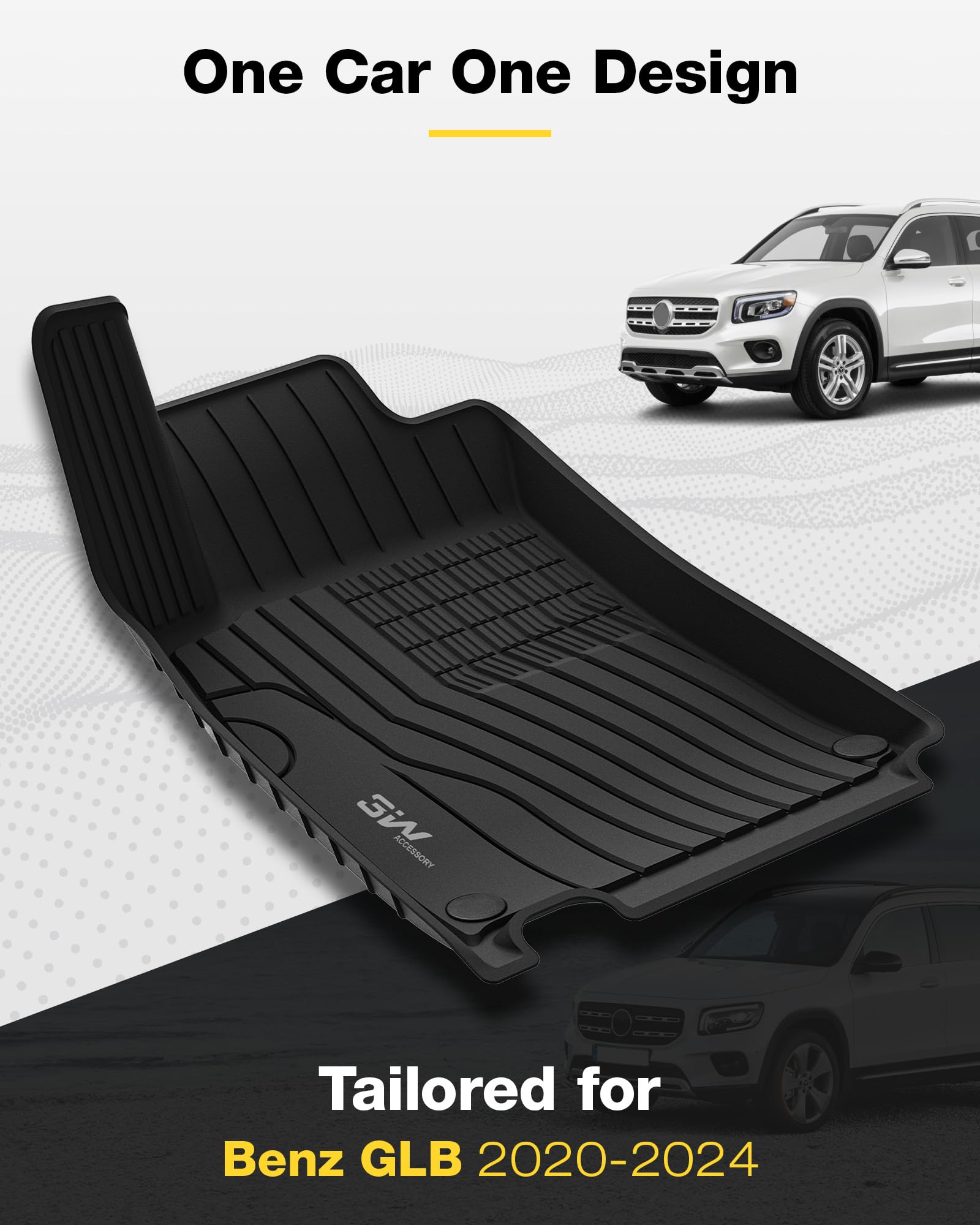 3W Floor Mats Compatible For Mercedez Benz Glb 2020-2025 Tpe All Weather Custom Fit Floor Liner For Mercedez Benz Glb 1St & 2Nd