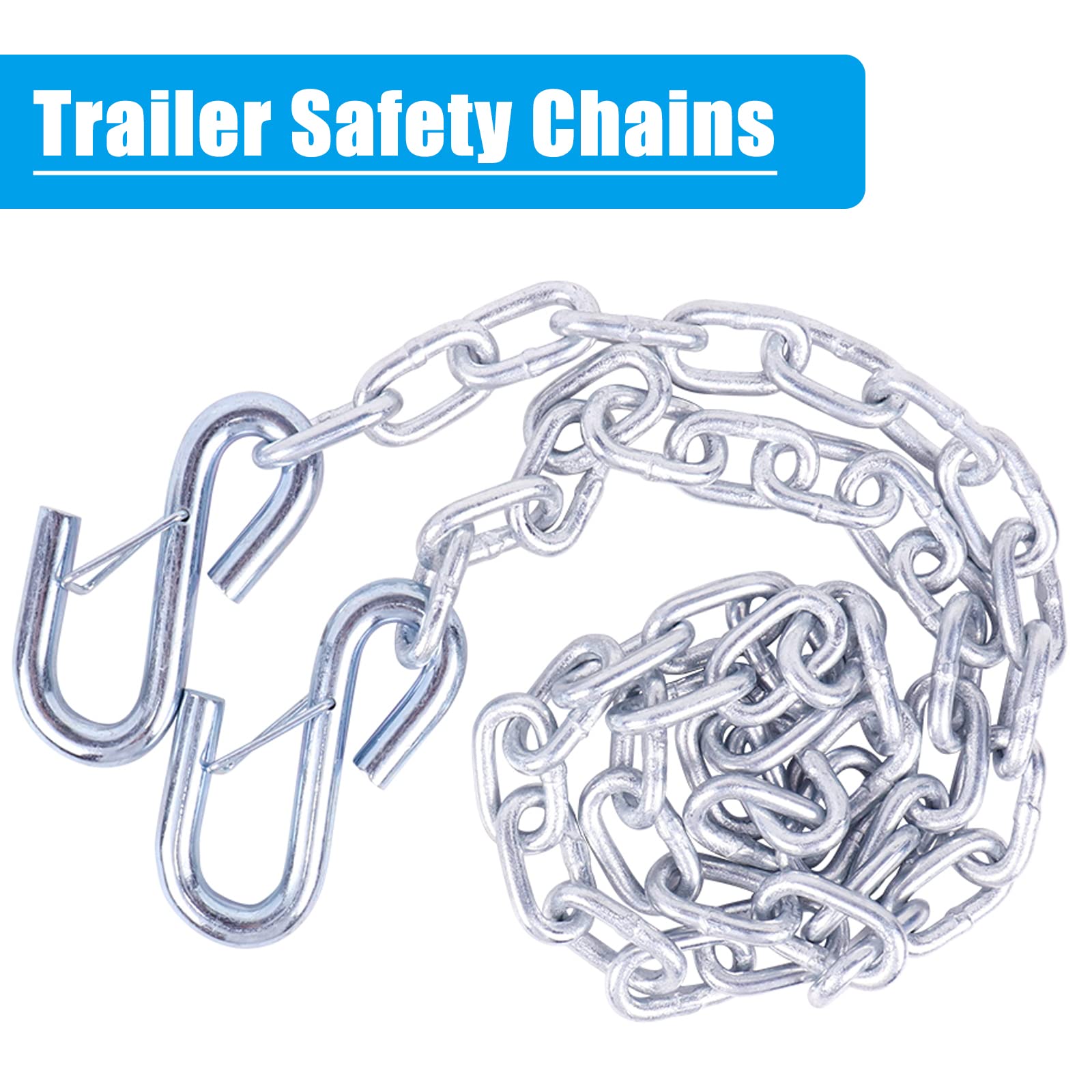 Tnyeobae 54 '' Trailer Safety Chain With 2Pcs 1/4 '' Spring Hook, Grade-30 Metal Safety Chain Kit 5000 Lbs(Pack Of 2)
