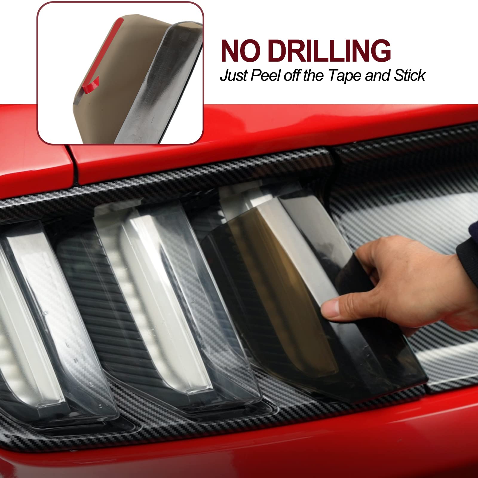 Litmiracle Smoke Black Tail Light Lamp Cover, Tail Light Lamp Cover Guard Trim Frame Bezels External Accessories Applicable To Ford Mustang 2015 2016 2017