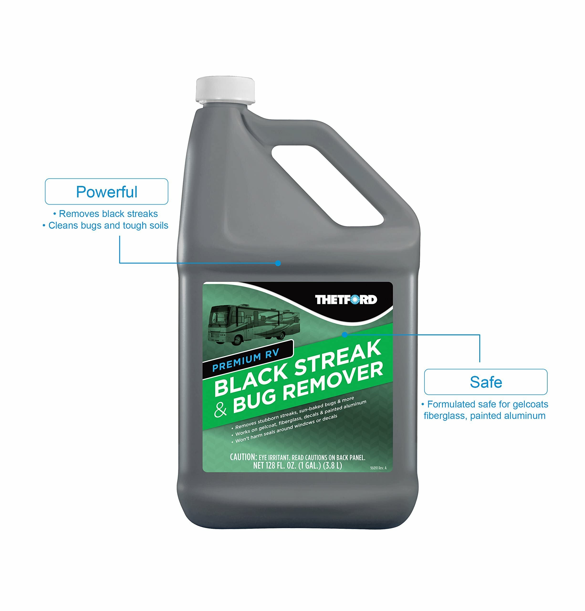 THETFORD Premium RV Black Streak and Bug Remover - Black Streak Cleaner for RVs/Boats/Cars/Trucks/Vans/Motorcycles - 1 Gallon 32511