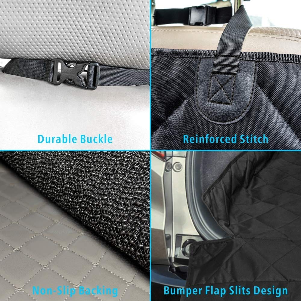 Funnipets Cargo Liner For Suv, Water-Resistant Dog Cargo Cover With Side Walls Protector And Bumper Flap, Non-Slip Backing, Quilted Pet Seat Cover, Large Size Universal Fit, Black