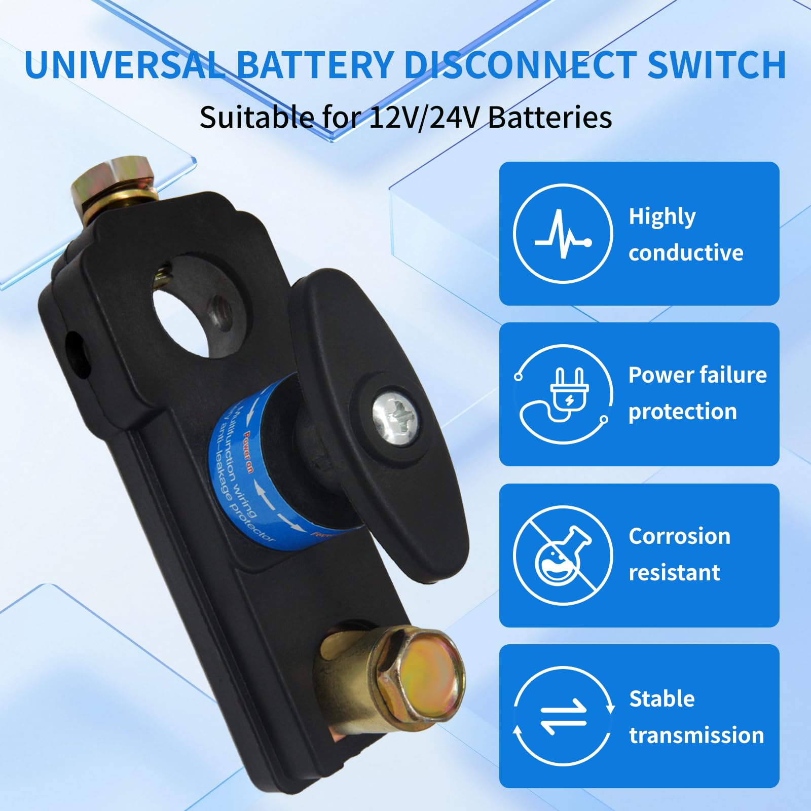 2pcs Car Battery Disconnect Switch 12v 24v Heavy Duty Battery Kill Switch Battery Isolator Power Cut Off Switches Battery Shut O