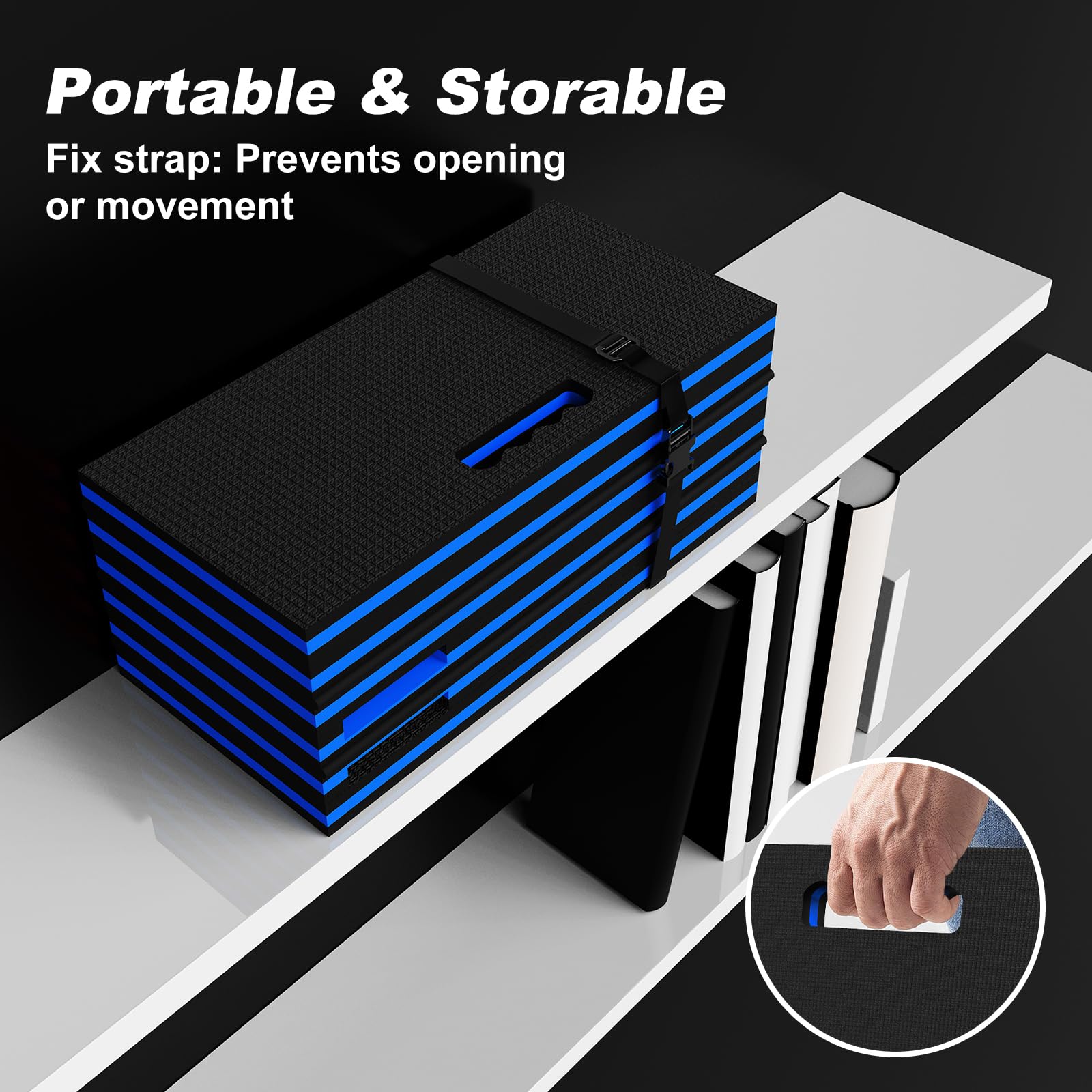 SKYJDM Thick Mechanic Mat, Foldable EVA Mat with Magnetic Tool Compartments, Waterproof Mechanic Kneeling Pad with Handle for Ga