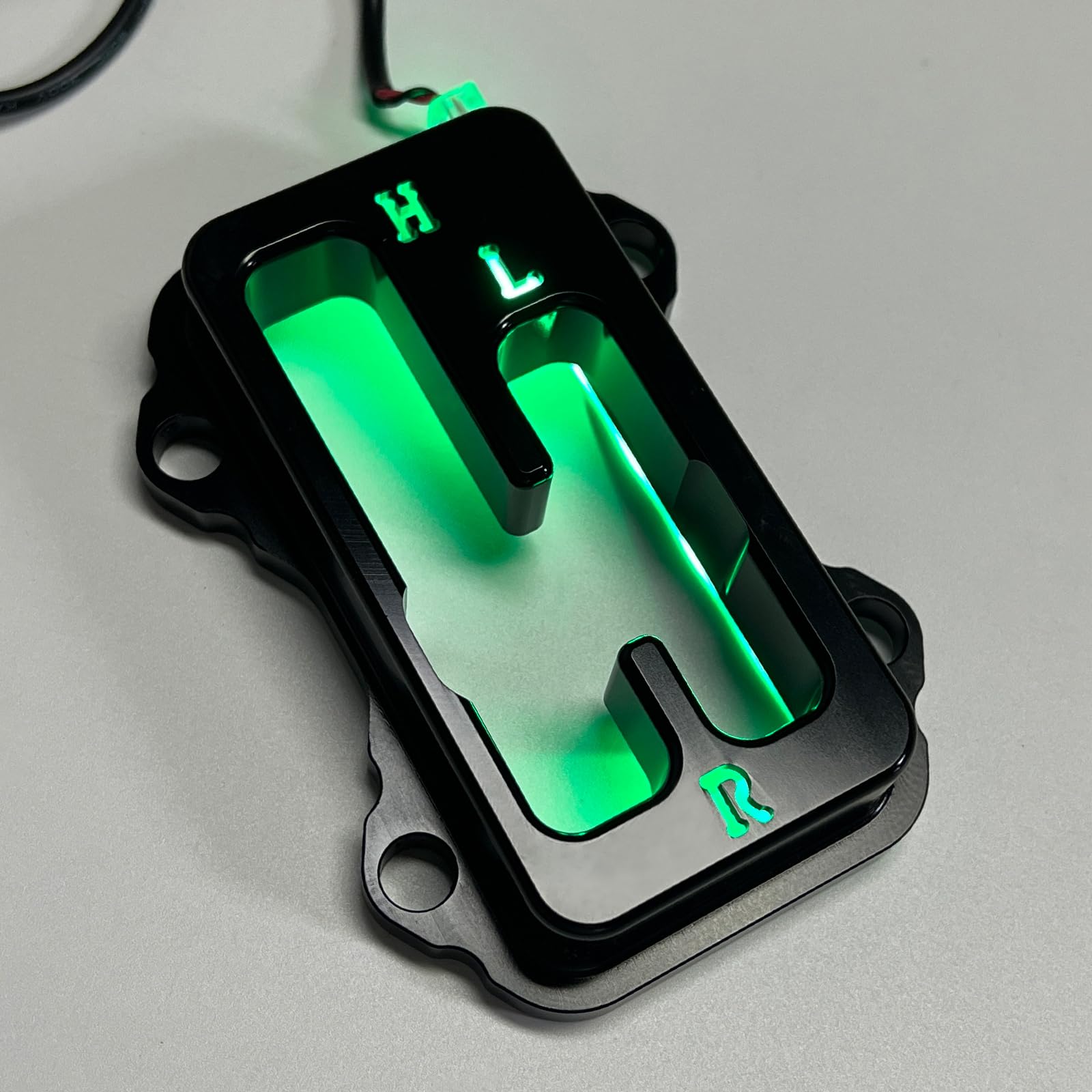 Motoparty Shifter Gate For Kawasaki Krx 1000/Krx 1000 4, Black Anodized Shift Gate With Green Led Backlighting Illuminated, Upgr