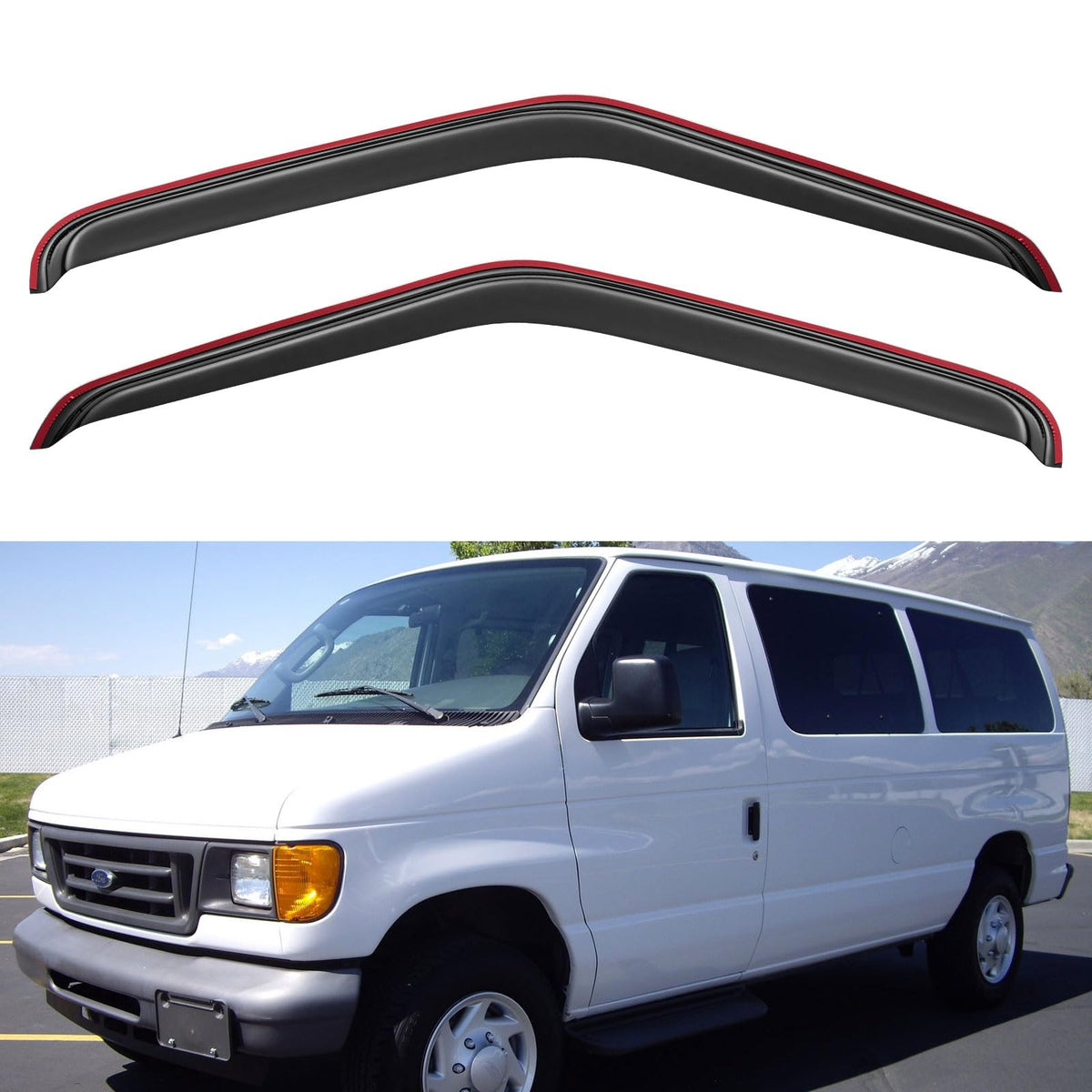 in-Channel Window Visors Rain Guards for 1992-2006 Ford E-150/E-250/E-350/E-450/E-550 Super Duty, Window Vent Wind Deflectors Vi