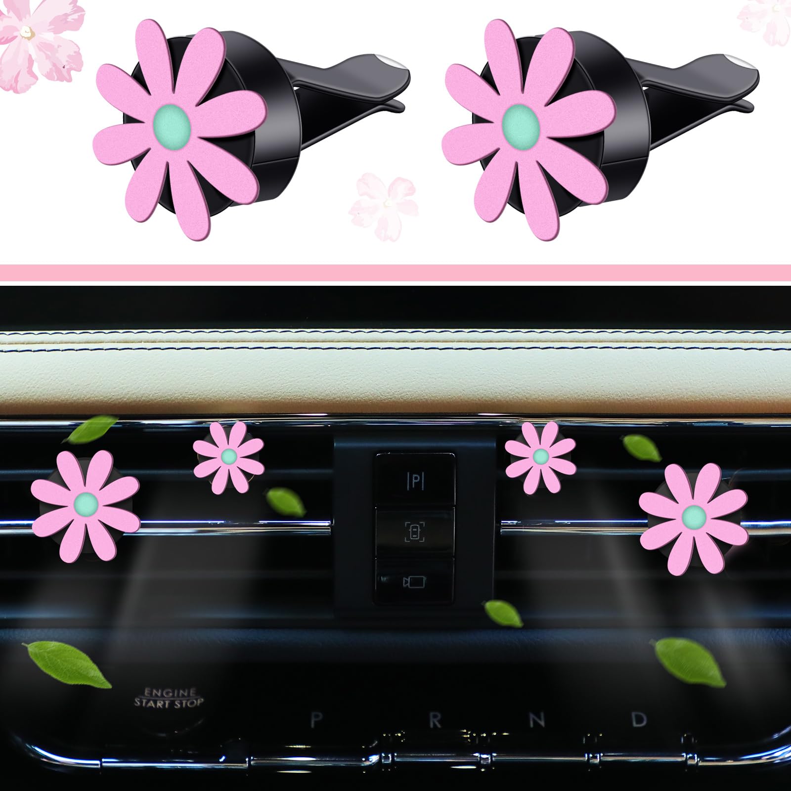 Frienda 10 Pcs Leather Steering Wheel Cover Set For Women 14.5-15 Inch Car Accessories With Seat Belt Shoulder Pad Seatbelt Cove