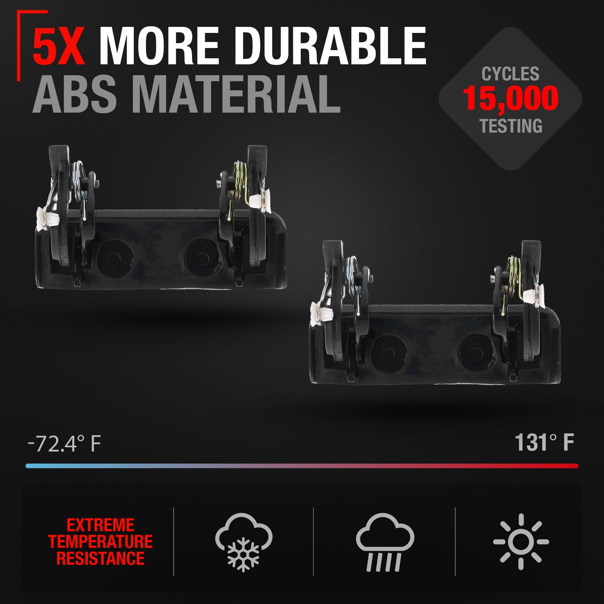 Exterior Front Driver & Passenger Door Handle Set - Compatible With 1993-2000 Ford Ranger (Usa Type) - Textured Black, Plastic -