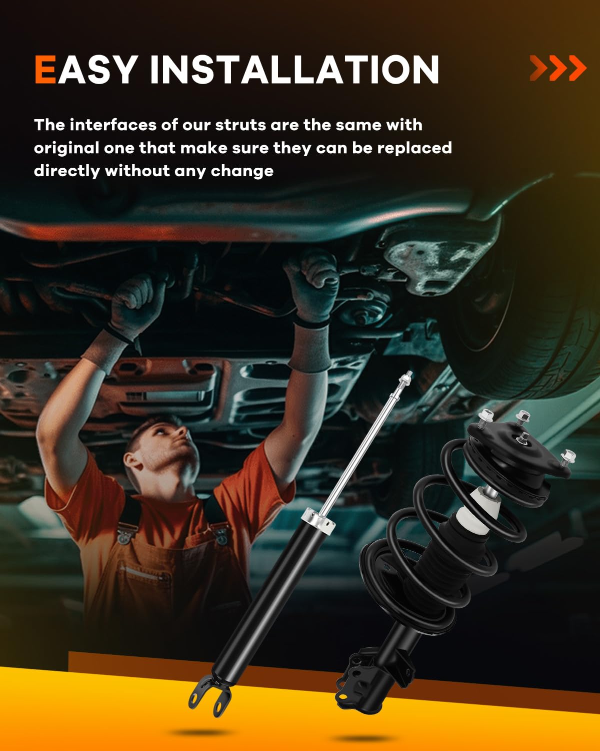 Ocpty Front Complete Struts Spring Assembly + Rear Shock Absorbers Fits 2007-2010 For Hyundai Elantra Quick Struts 172305 172306