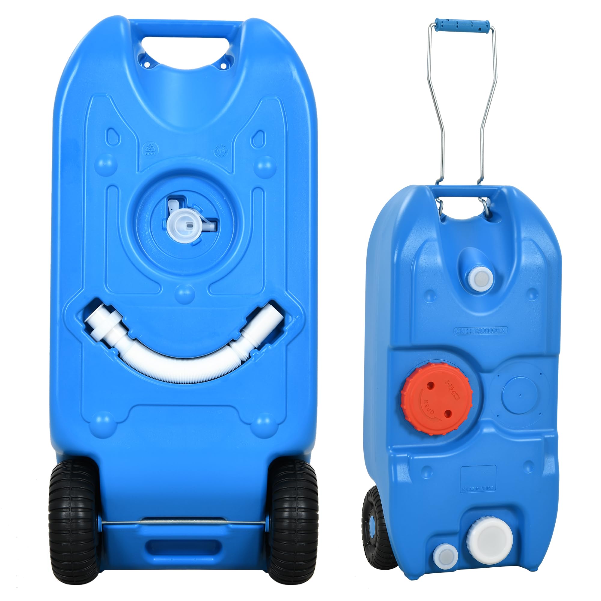 YITAMOTOR 40L Portable Water Tank with Solid Handle, Odorless Tote for Camper with Large Wheels, Portable Water Holding Tank wit