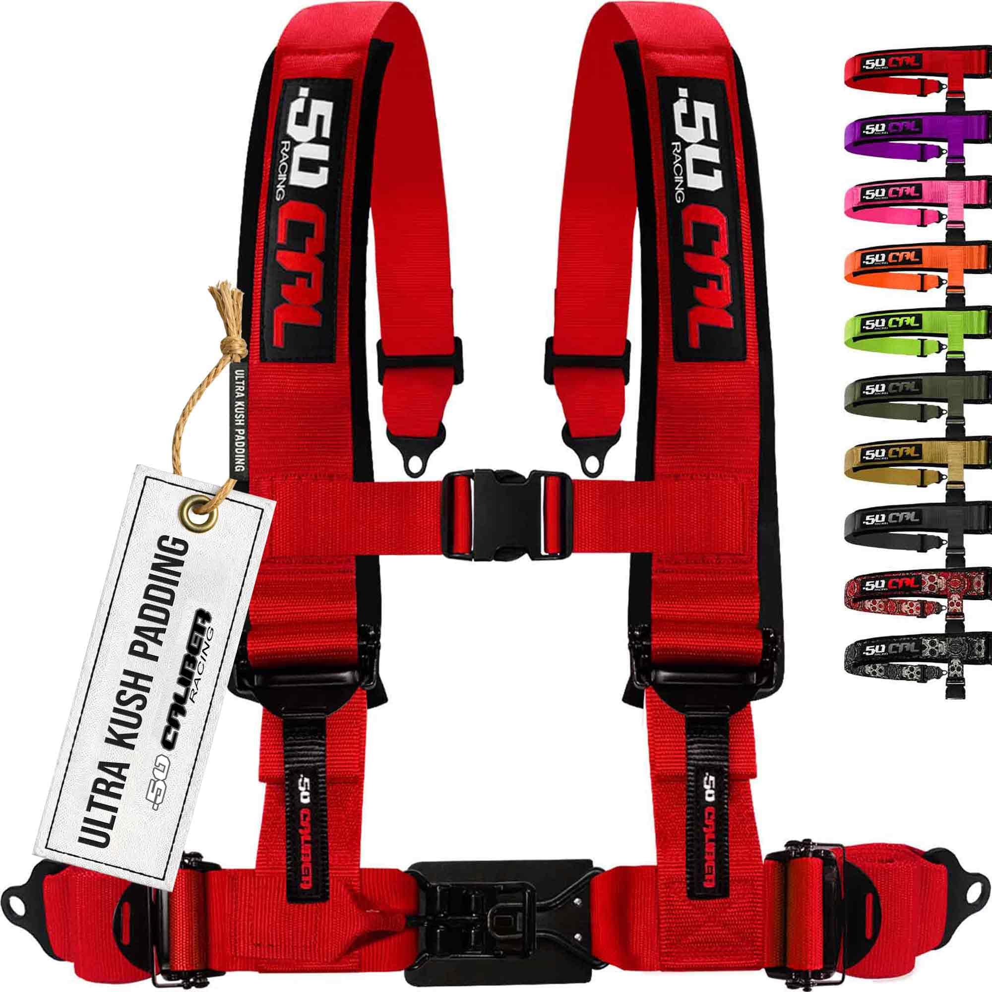 1pc Red 4 Point Harness for Bucket Seat, 2in Belt, Quick Release, 10 Color Options, Racing Harness UTV RZR Car [6312]