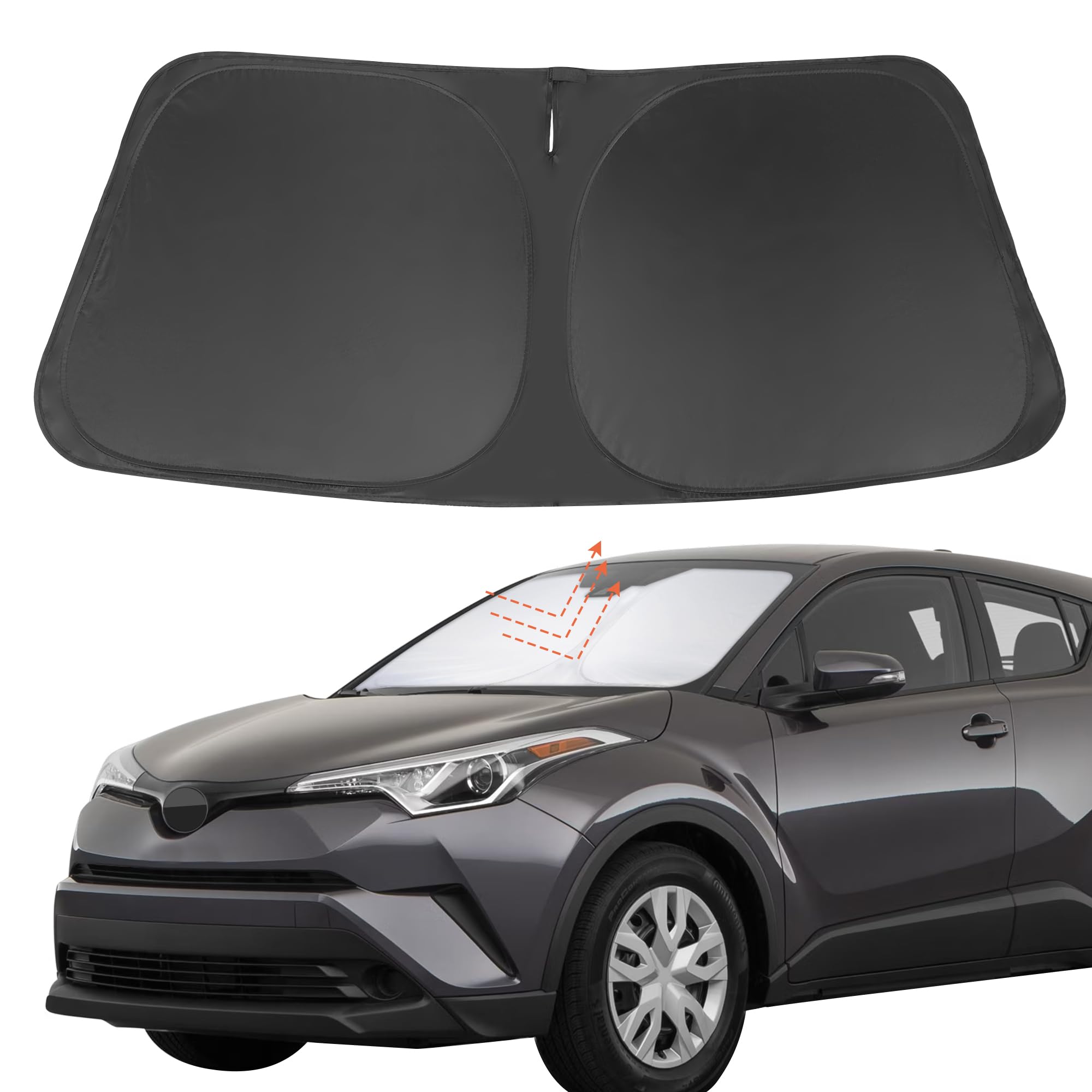 Yycke Windshield Sun Shade Accessories Compatible With Chr 2018-2023 Ch-R For Toyota Foldable Sunshade Sun Visor Blocks Uv