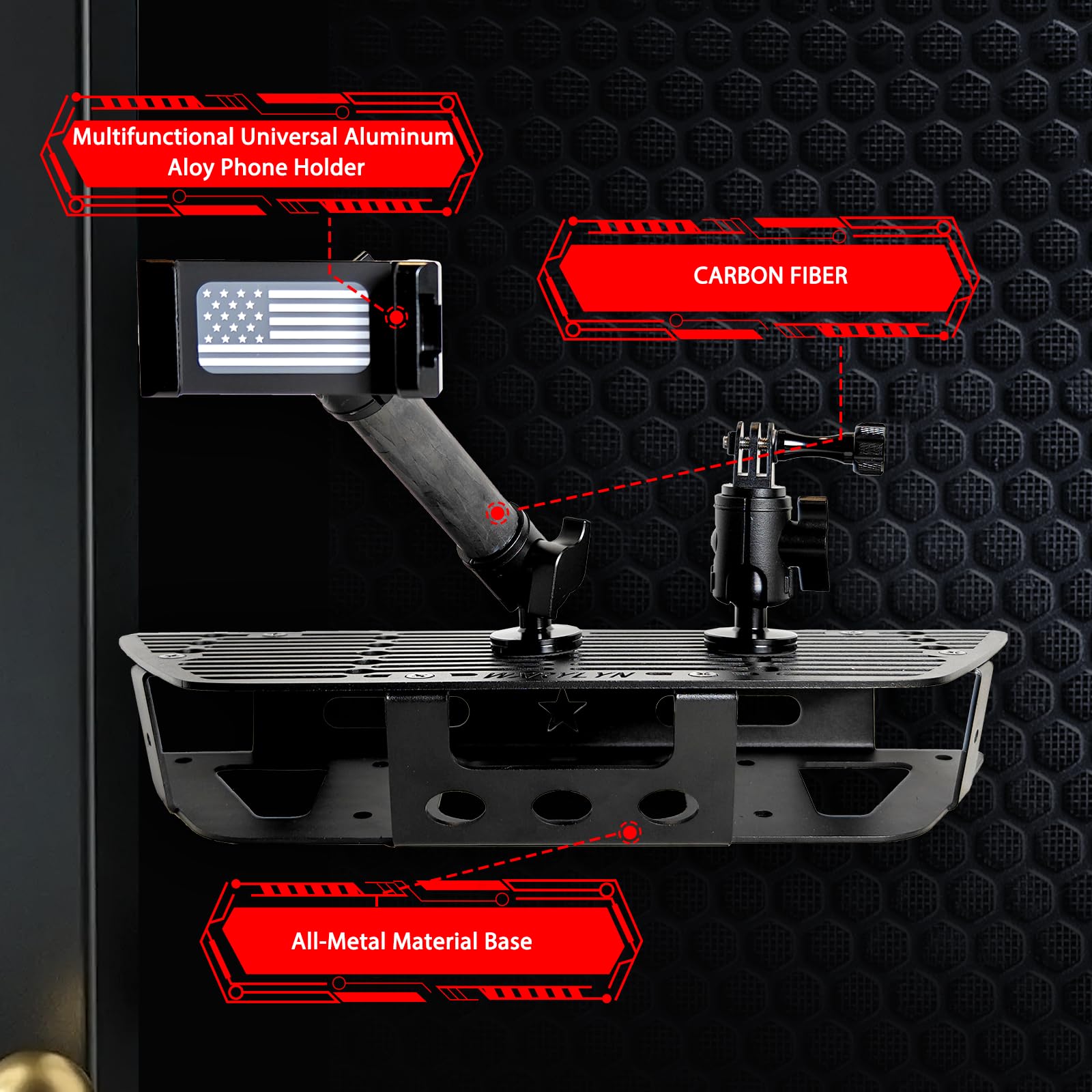 WXRYLYN 2024 2025 Silverado Sierra Metal Dash Platform Phone Mount 2019-2024 2025 Silverado & 2019-2021 Sierra Cell Phone Holder