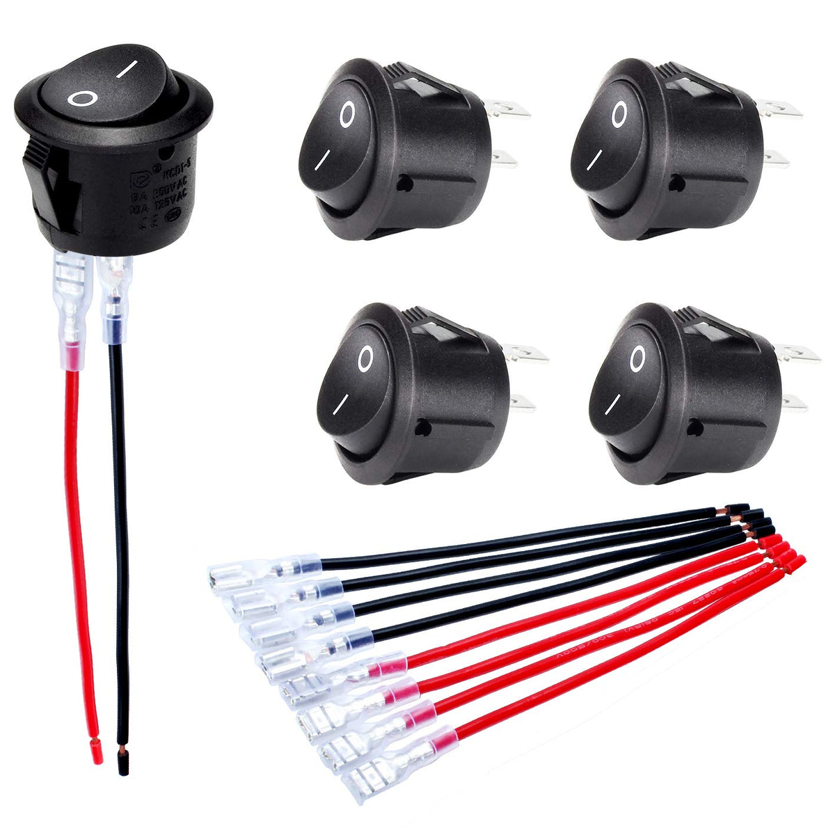 Daiertek On Off Round Rocker Switches Spst 20Mm Mini 12 Volt Dc Mini ...