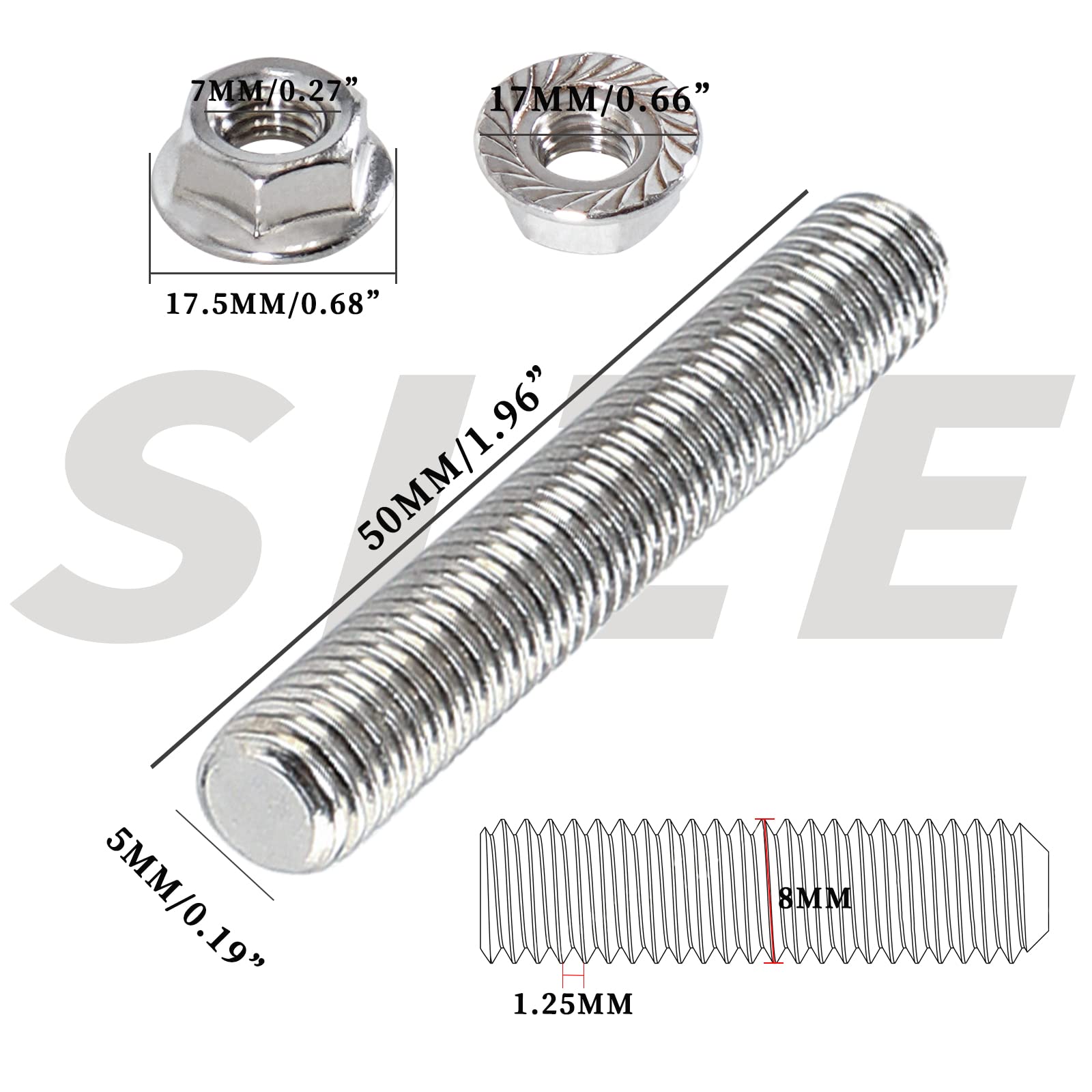 Gstp M8*1.25 Studs Kit Exhaust Studs And Nuts Kit Compatible With Ford 4.6L 5.4L F150 F250 Studs And Nuts Stainless Steel