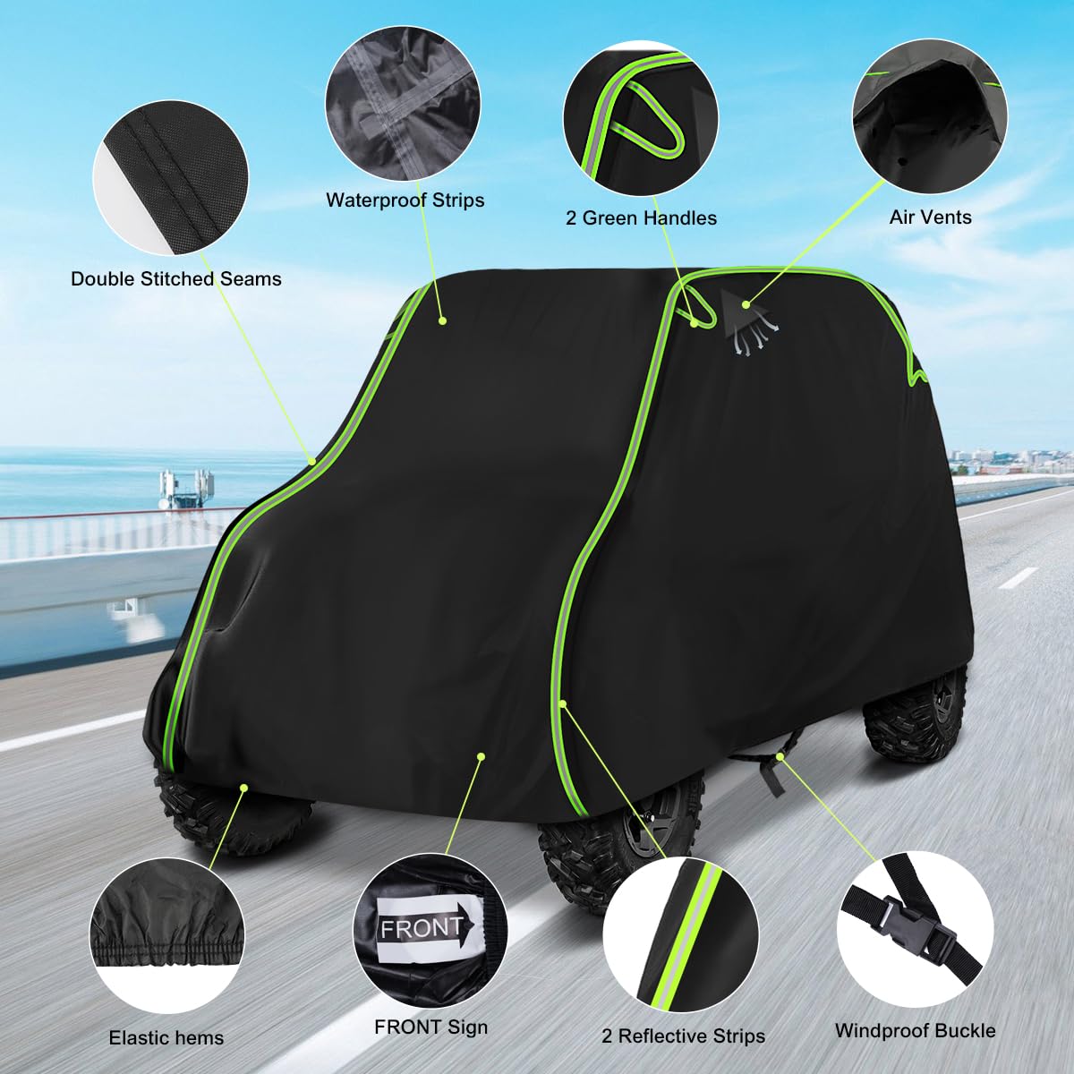 Qunsunus Utv Cover 4-6 Seater Compatible With Polaris Rzr Cover/Can-Am Defender Cover/Yamaha Yxz Cover All-Weather Protection He