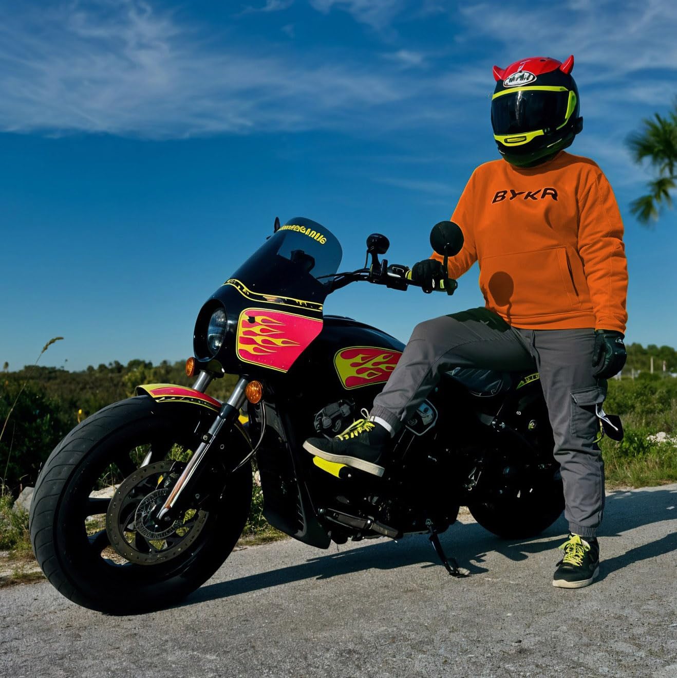 BYKR Motorcycle Hoodie for Men & Women Biker Motorcycle Jackets Breathable Motorbike Riding Sweatshirt All Weather CE Armored (O