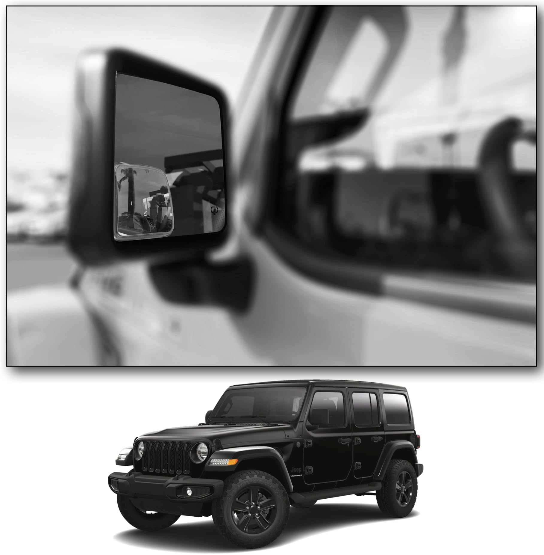 Custom Blind Spot Mirrors- Compatible with 2007-Present Jeep Wrangler | blind spot mirrors compatible with Jeep Wrangler JK and 