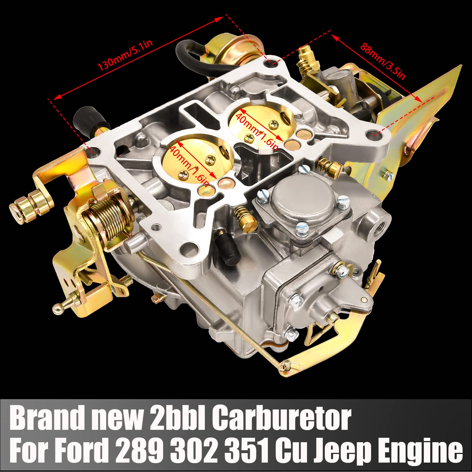 2 Barrel Carburetor 2100 2150 Compatible With Ford F100 F250 F350 (289 302 351 Cu) & Jeep Engines - Electric Choke With Mounting