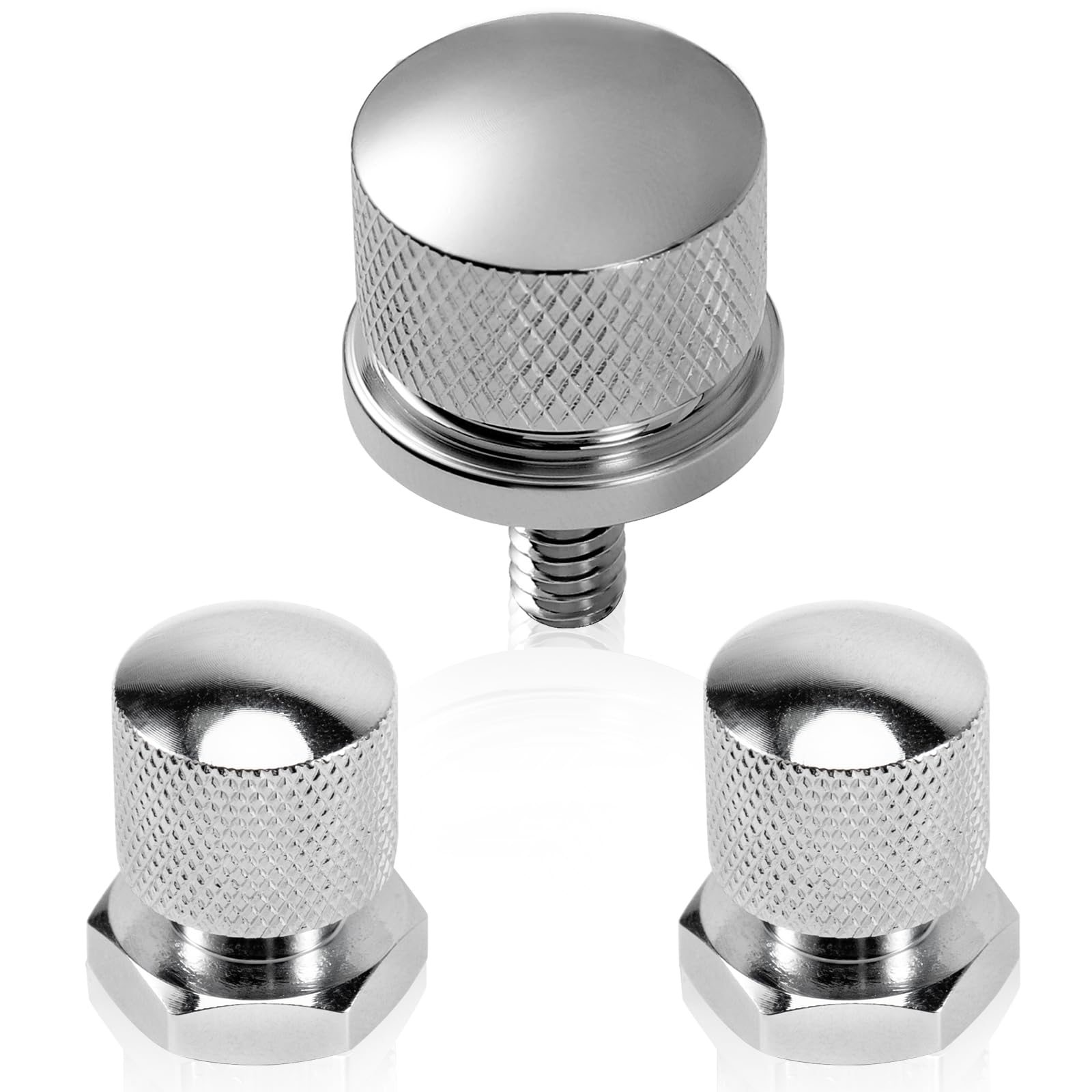 Eumti 3PCS Stainless Knurled Fender Rear Seat Bolt Screw with Solo seat mounting nut 1/4''-20 Thread Skull Pattern Black Eyes Ch