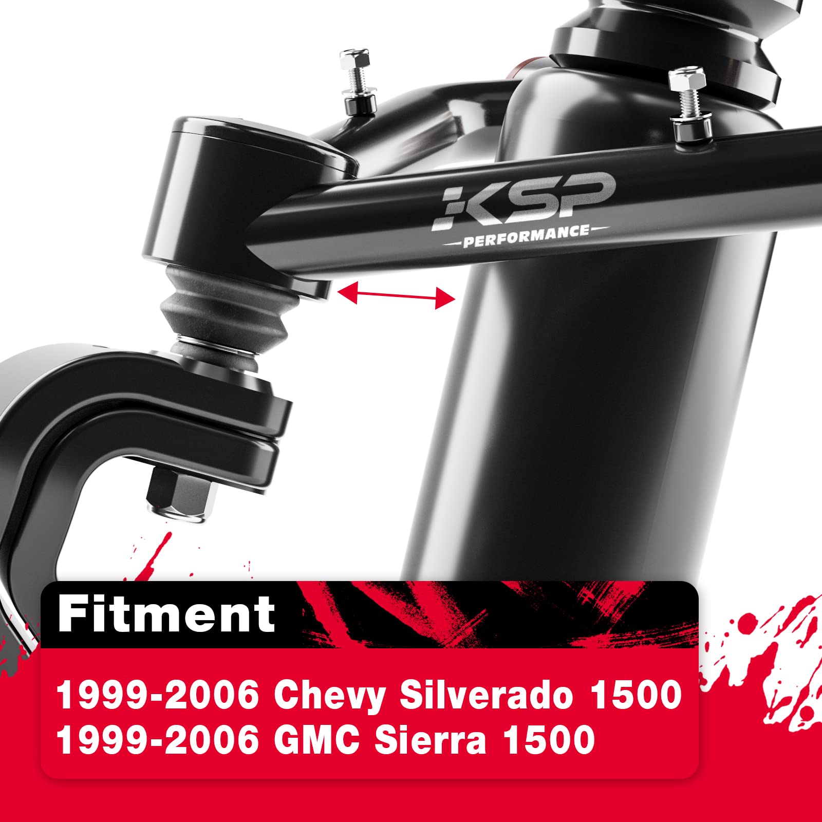 KSP Front Upper Control Arms for Silverado Sierra 1999-2006, 2-4'' Adjustable Tubular A-Arm Replacement Factory/Stock Suspension