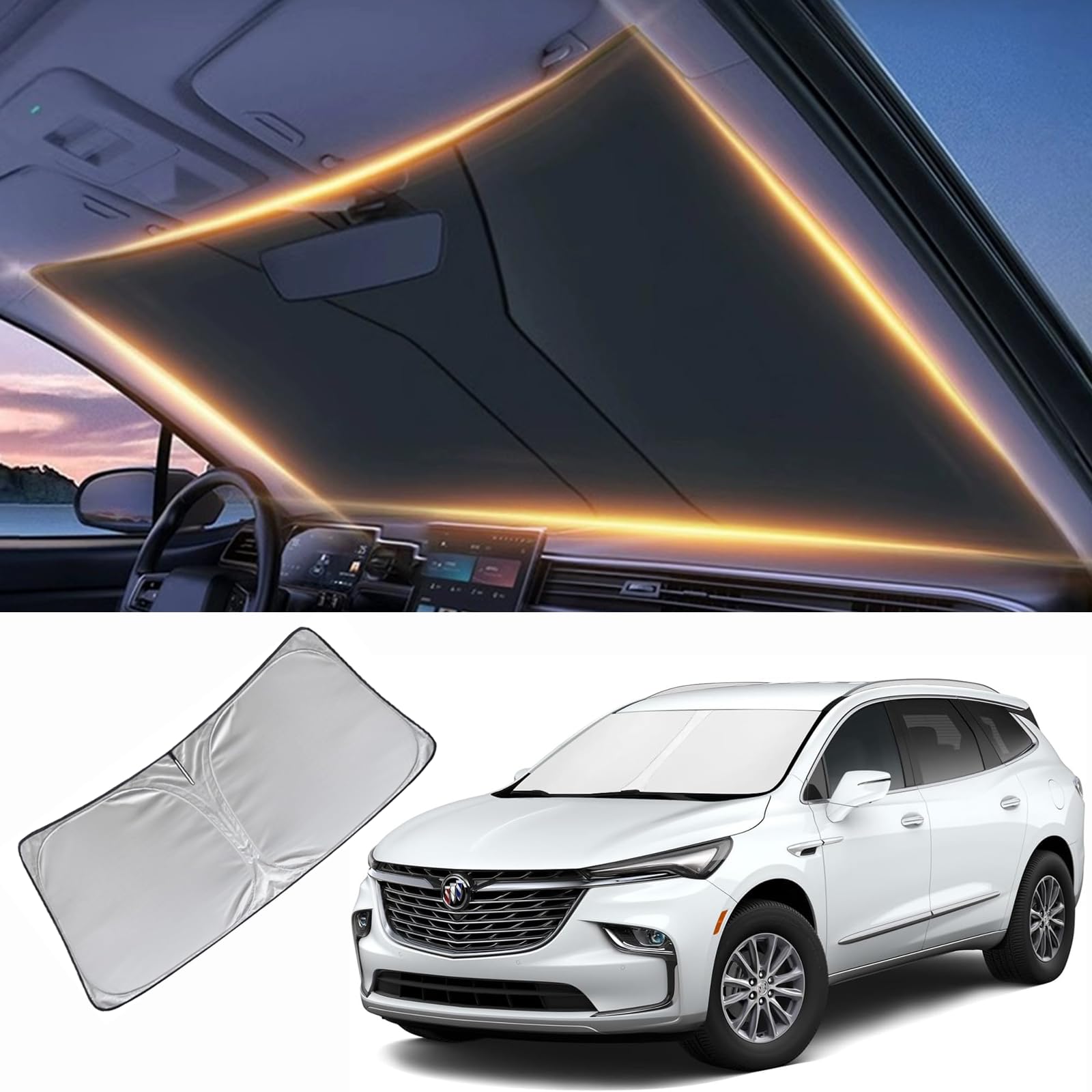 Windshield Sun Shade For Buick Enclave Front Window Shades Cover For 2008-2024 Enclave Windshield Sun Visor Protector Car Access