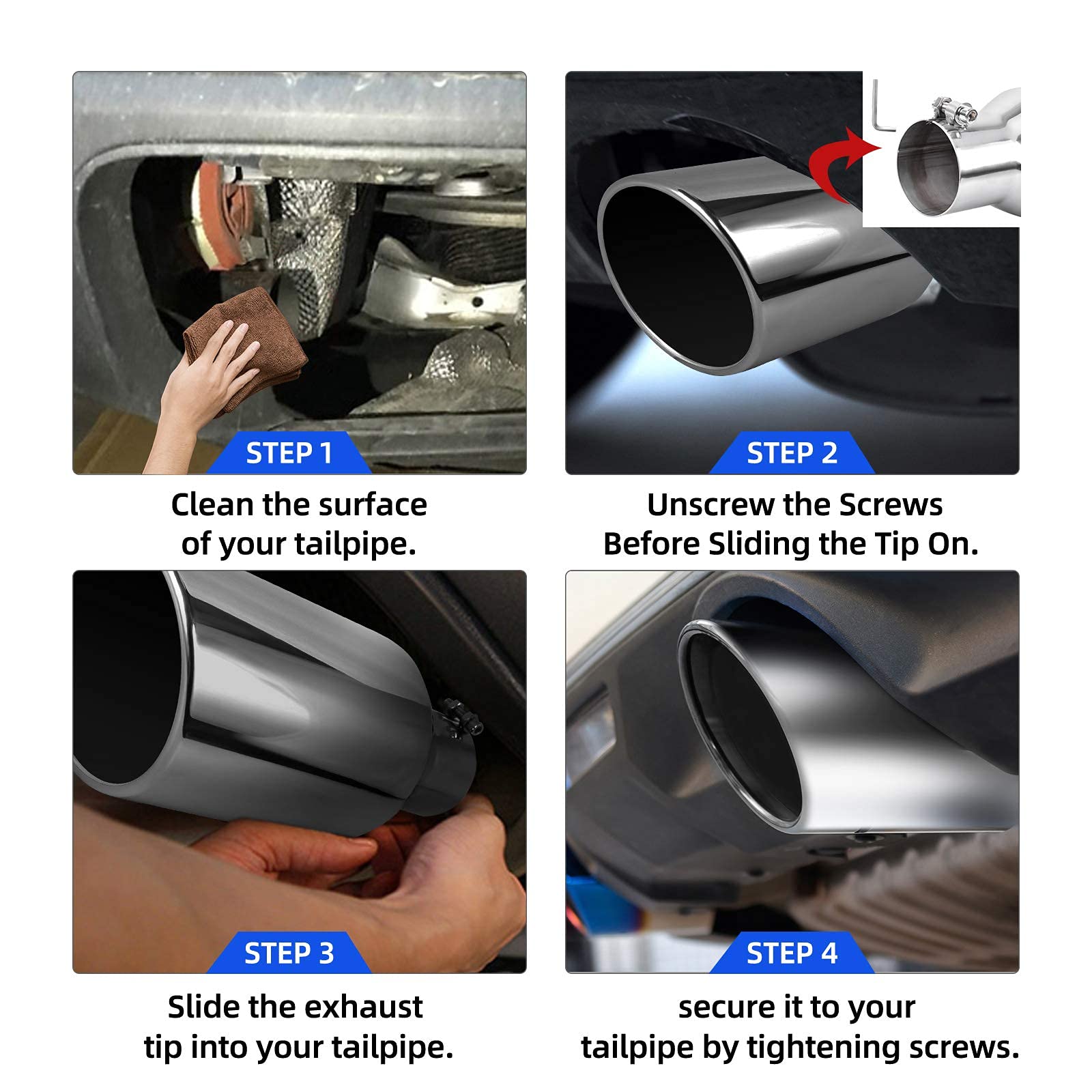 Autosaver88 3 Inch Inlet Exhaust Tip, 3 Inlet 6 Outlet 15 Long Exhaust Tip, Silver Stainless Steel Finish Tailpipe