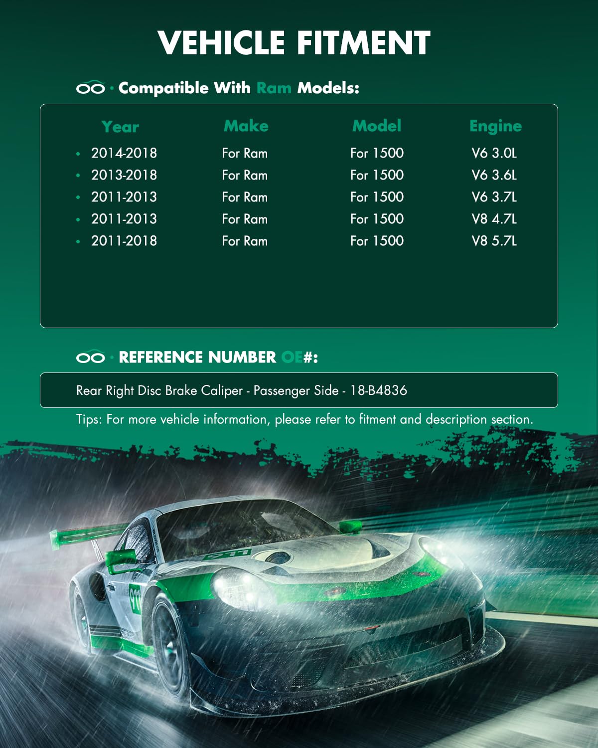 Scitoo Rear Right Brake Caliper With Bracket 18-B4836 Compatible For Chrysler Aspen 2007-2009 For Dodge For Durango 2003-2009 Fo