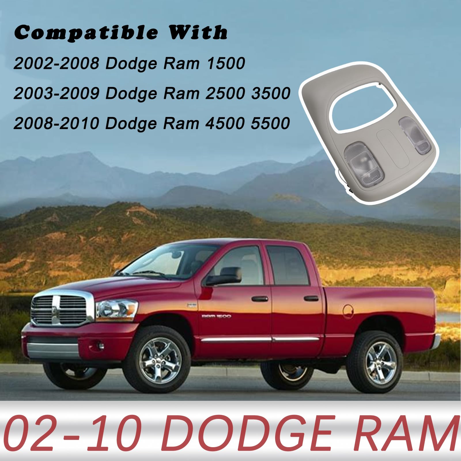 Tqponly Overhead Console Dome Map Reading Light Lamp Compatible With Dodge Ram 1500 2500 3500 4500 5500 Replaces 1Dk78Bd1Aa