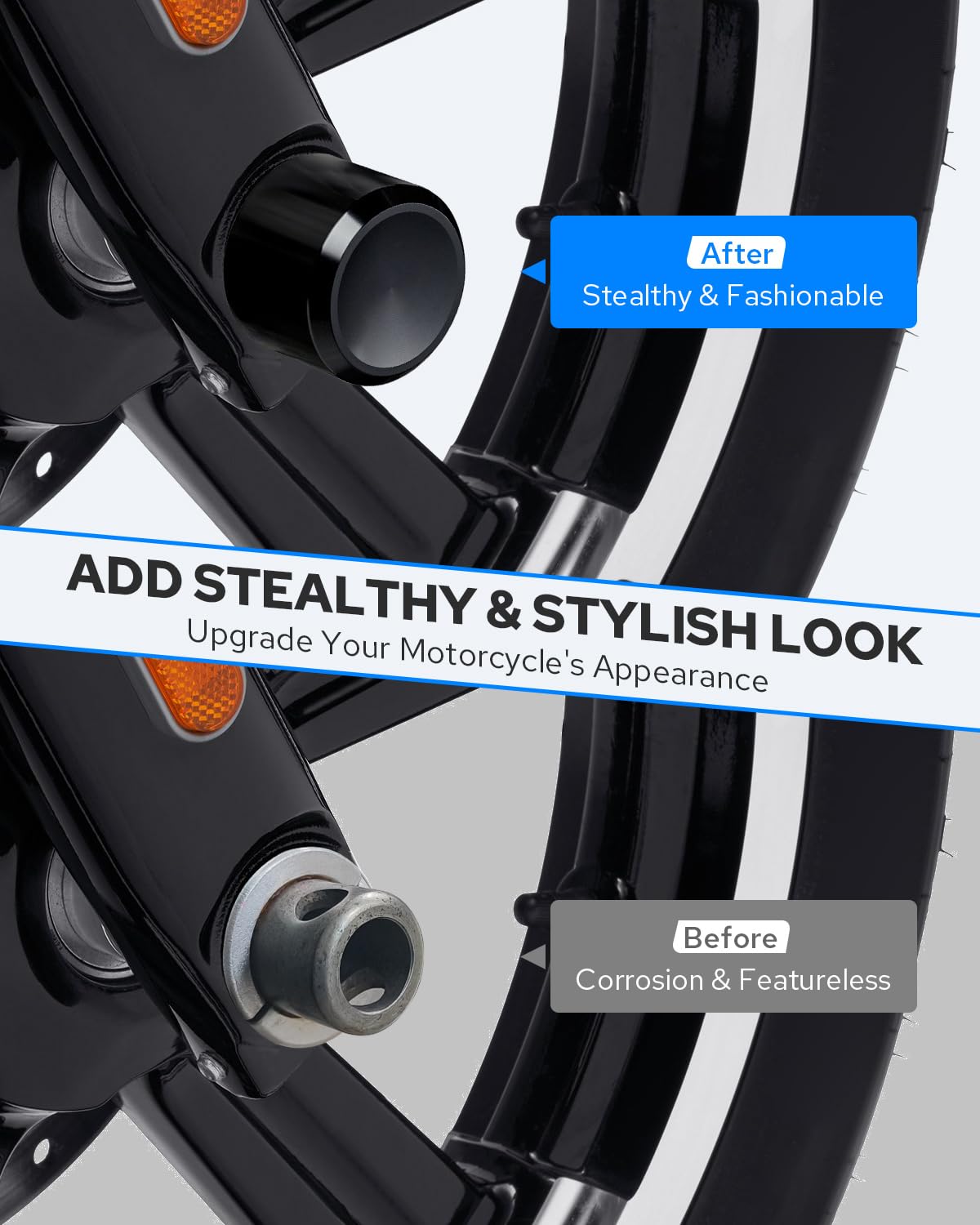Benlari Black Front Axle Nut Caps Covers Compatible For Harley Touring Softail Sportster Dyna Road King Electra Street Glide 200