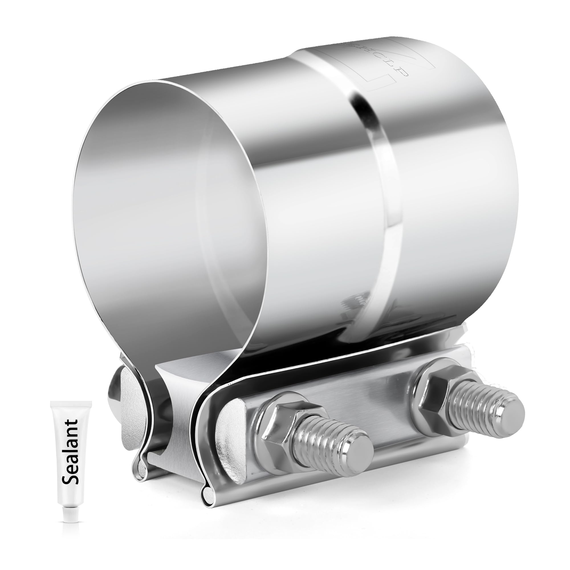 Zehclp 1 Pcs Exhaust Clamp 2 3/4 Butt Joint 304 Stainless Steel Band Lap Joint Band Clamp Stainless Steel For Pipes Catalytic Co