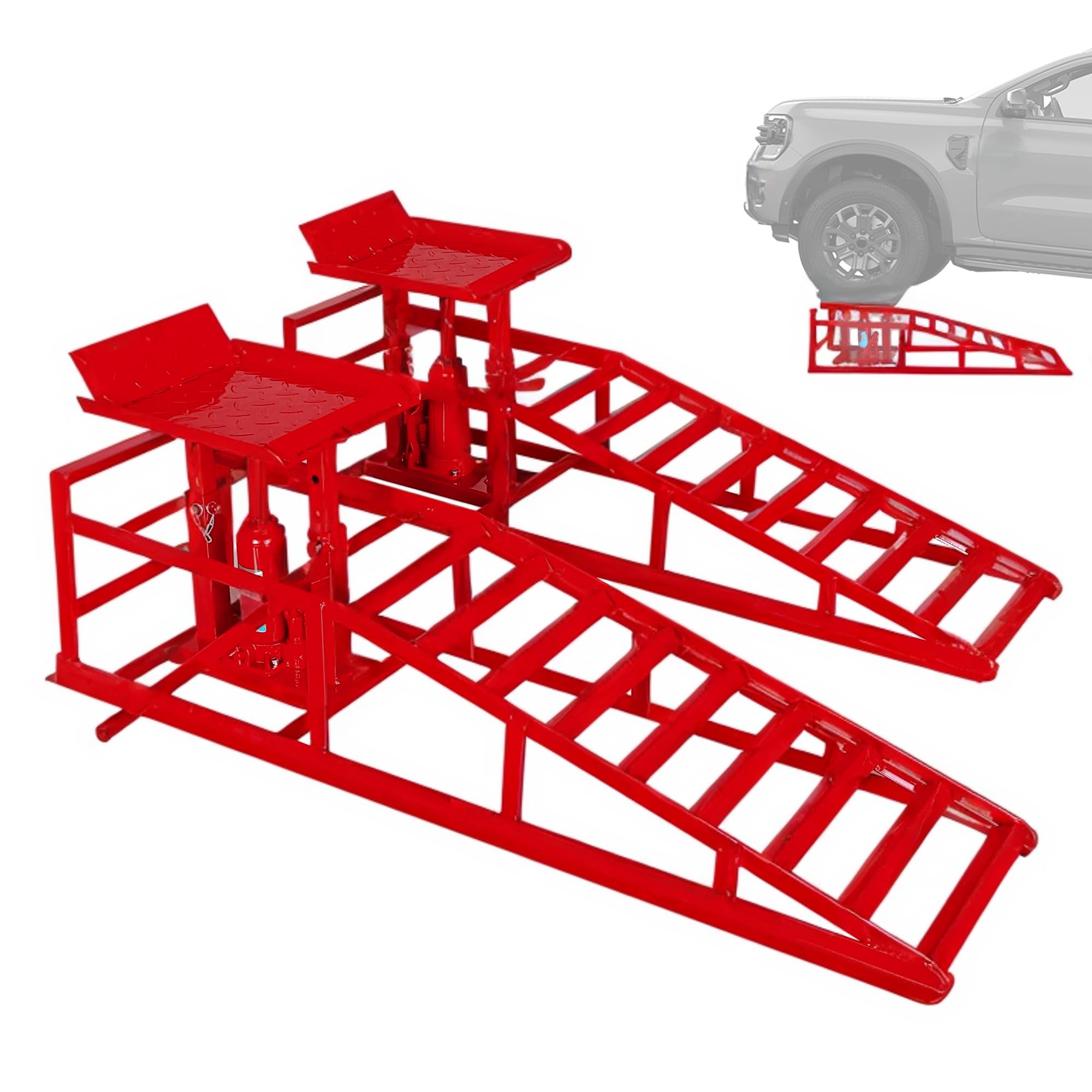 LOCKIETTA 2 Pack Hydraulic Car Ramps, 11050LBS 5T Car Ramp High Lift 9-14.2, Heavy Duty Steel Car Lift Ramp, Automotive Truck Se