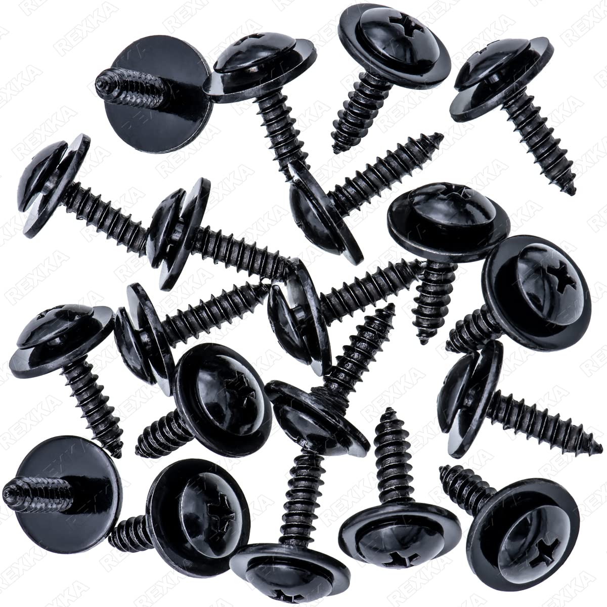 Rexka 20pcs Fender Liner Splash Shield Wheelhouse Liner Screw Phillips Truss Head Sems Compatible with Honda Acura BMW 90114-SE0