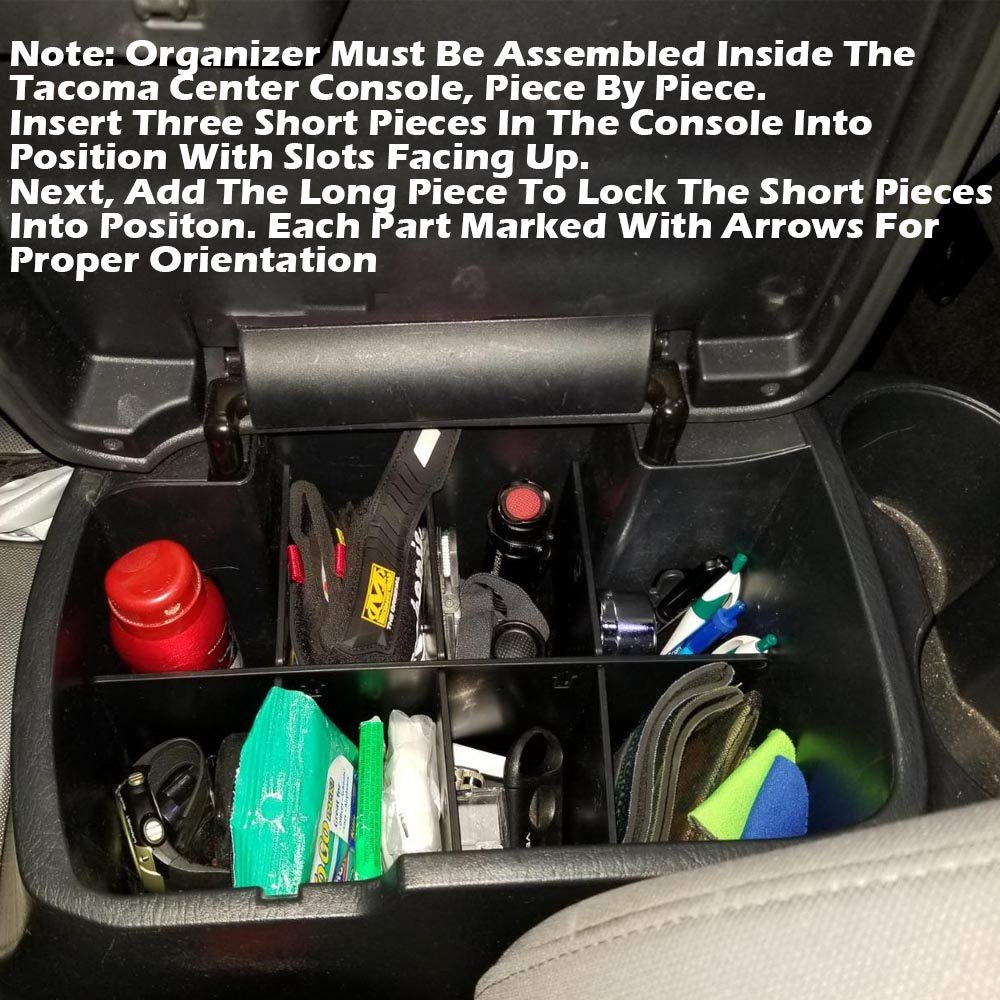 EDBETOS Center Console Organizer Insert Dividers Compatible with Toyota Tacoma 2005-2015 2nd Gen Tacoma Accessories Armrest Box Secondary Storage Interlock ABS Material
