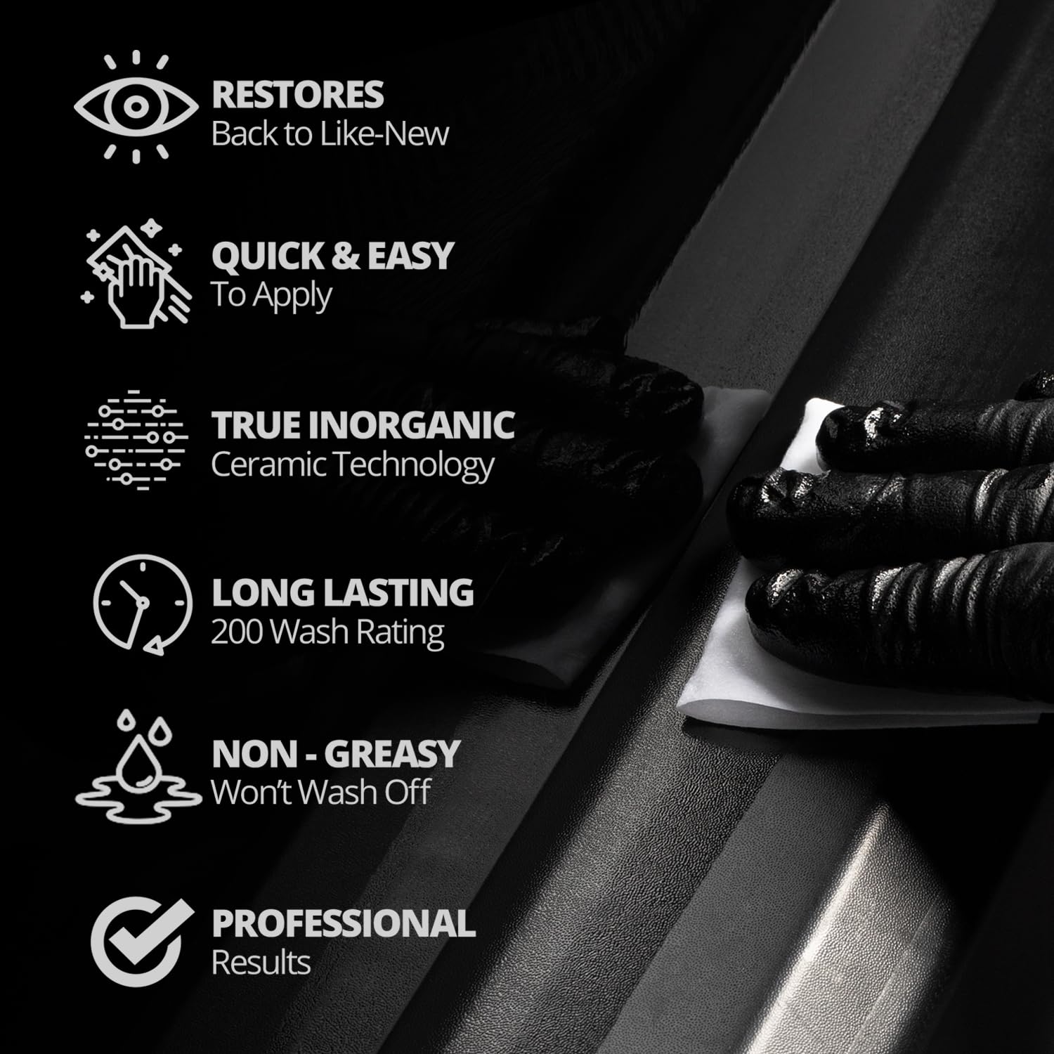 CERAKOTE® Ceramic Trim Coat Kit - Long-Lasting Black Trim Restorer for Over 200 Washes - Quick Plastic Coating Solution