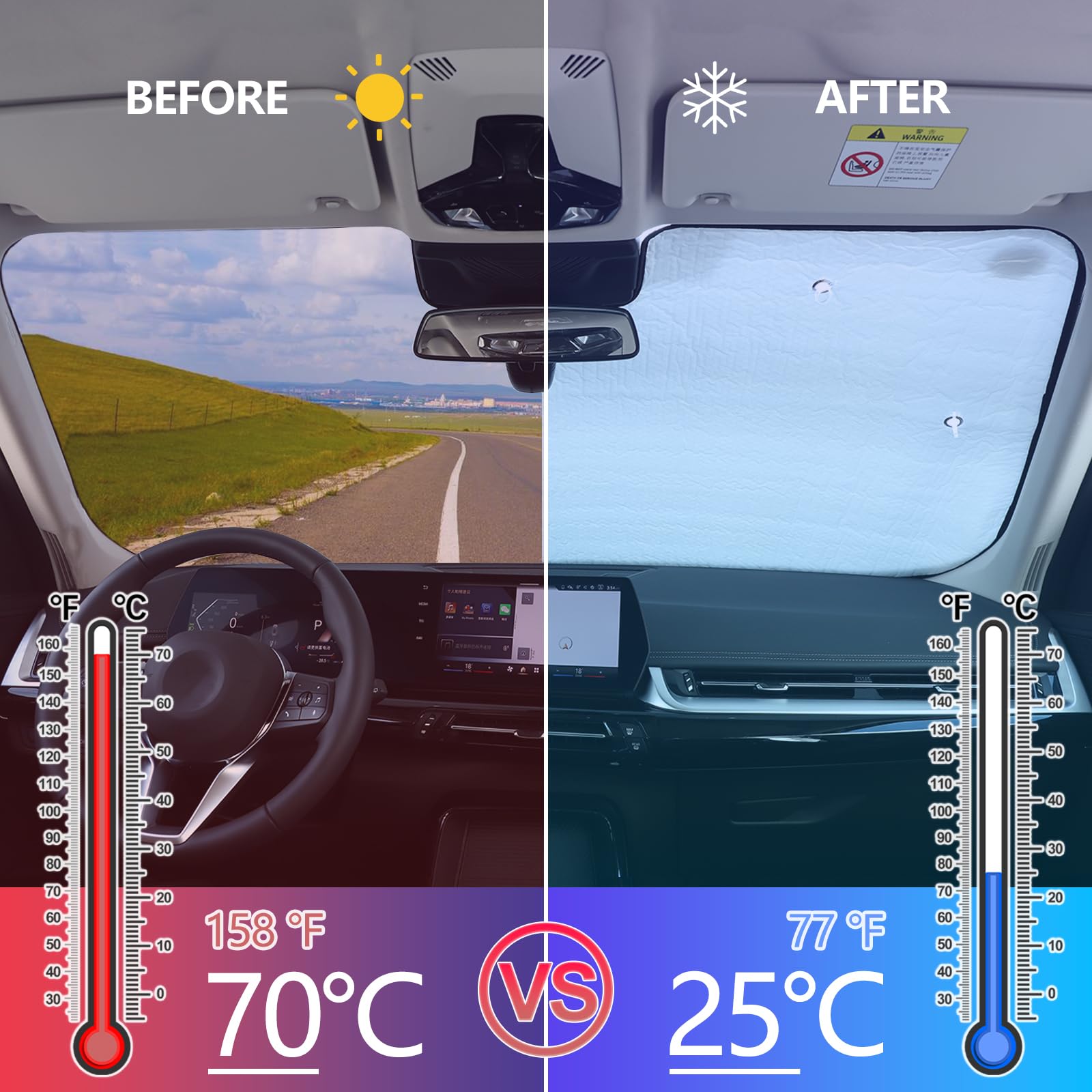 Windshield Sunshade For Bmw X1 X2 U11 U10 2023-2024 Front Window Sun Shade Foldable Reflective Sun Visor Custom Sunscreen Uv Blocker Privacy Protector Heatshield Keeps Your Vehicle Cool