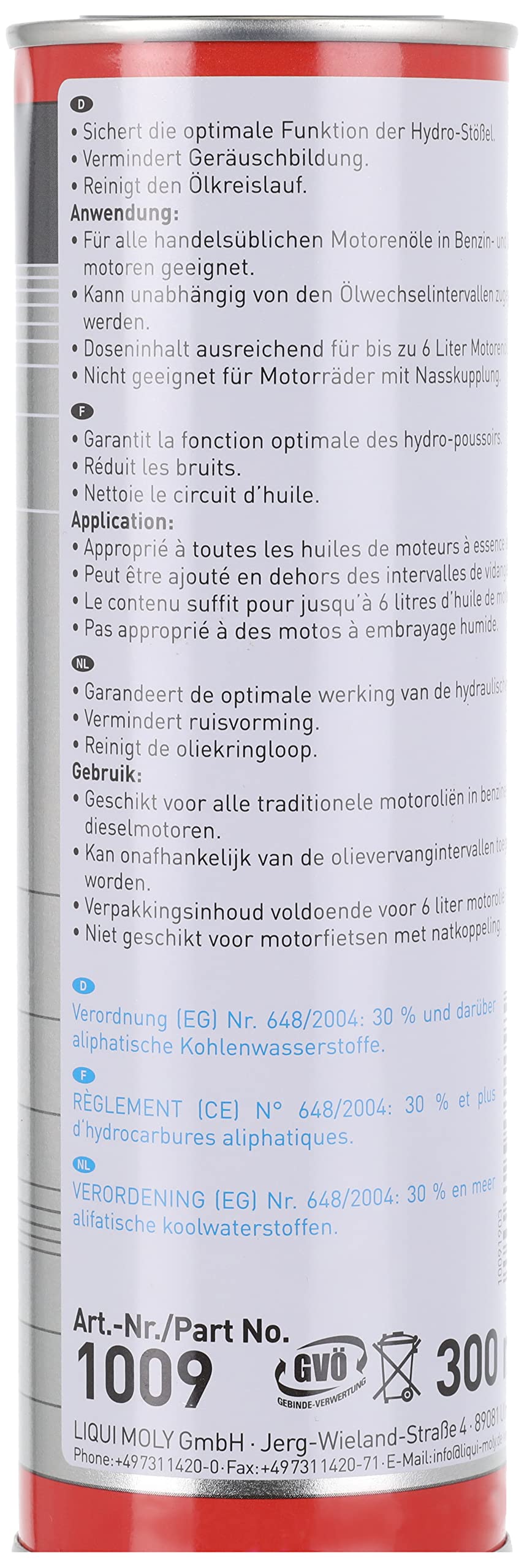 Liqui Moly Hydro-Stel-Additiv 300 Ml (1009) Hydro Valve Oil Additive