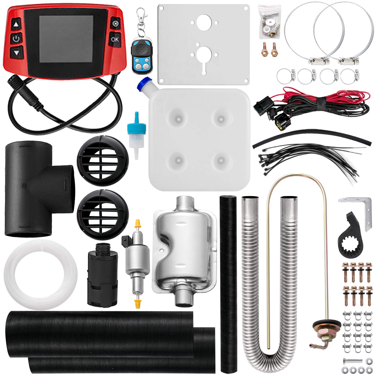 Fiberfly Diesel Heater 8Kw, 15L Tank, Diesel Air Heater 12V,Muffler, Diesel Parking Heater With Lcd Thermostat Monitor & Remote