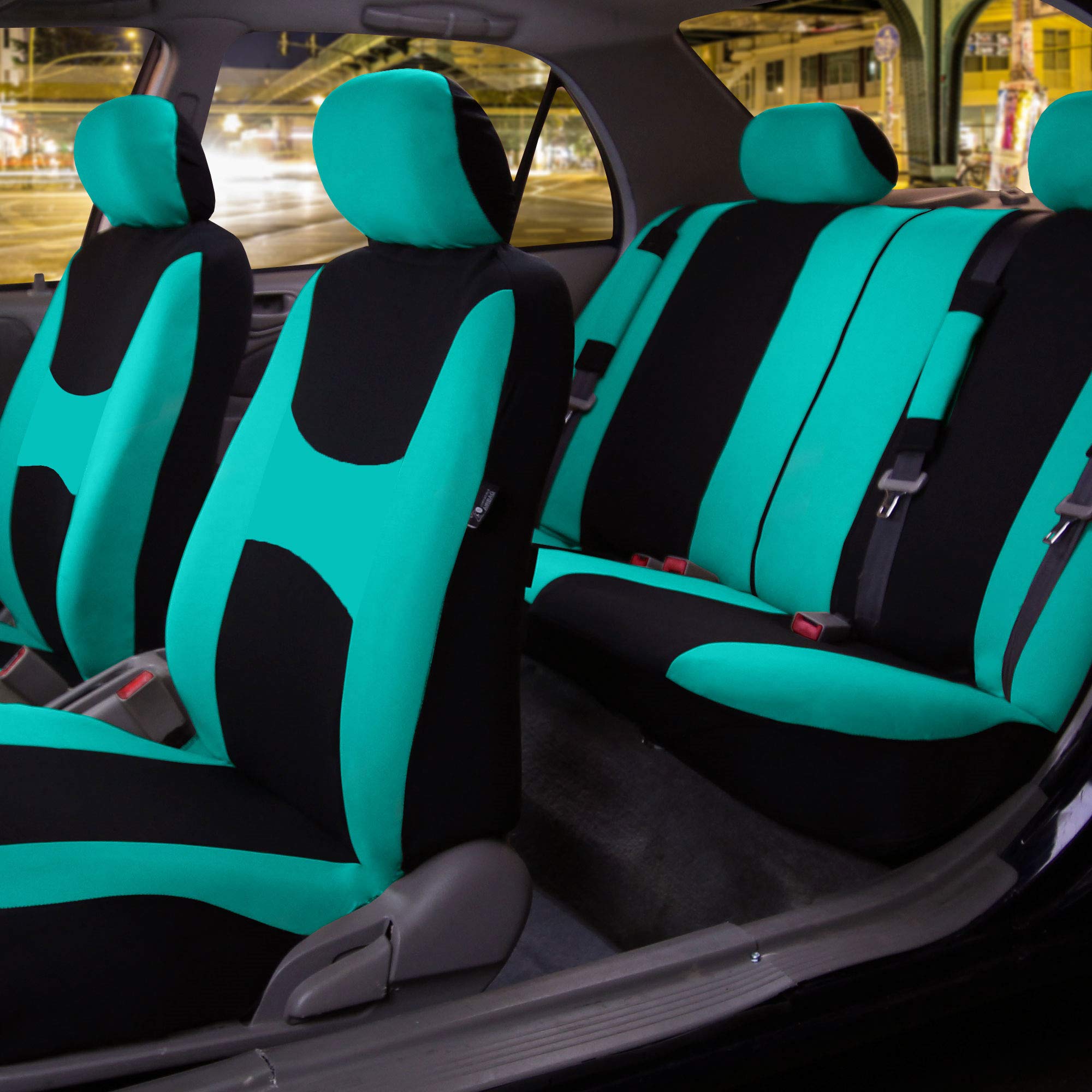 Fh Group Stylish Full Set Car Set Covers Front Set And Rear Split Function, Airbag Compatible - Universal Fit For Cars Trucks &