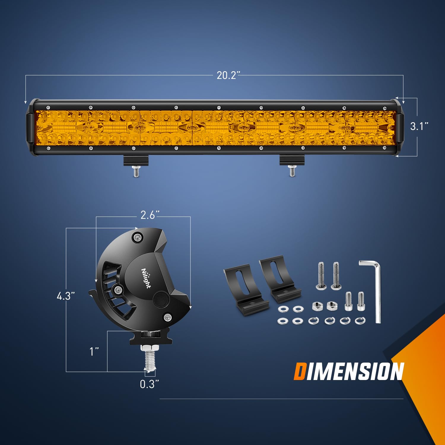 Nilight 20 Inch 420W Led Light Bar Amber Triple Row Flood Spot Combo Driving Boat Led Off Road Lights With 16Awg Wiring Harness