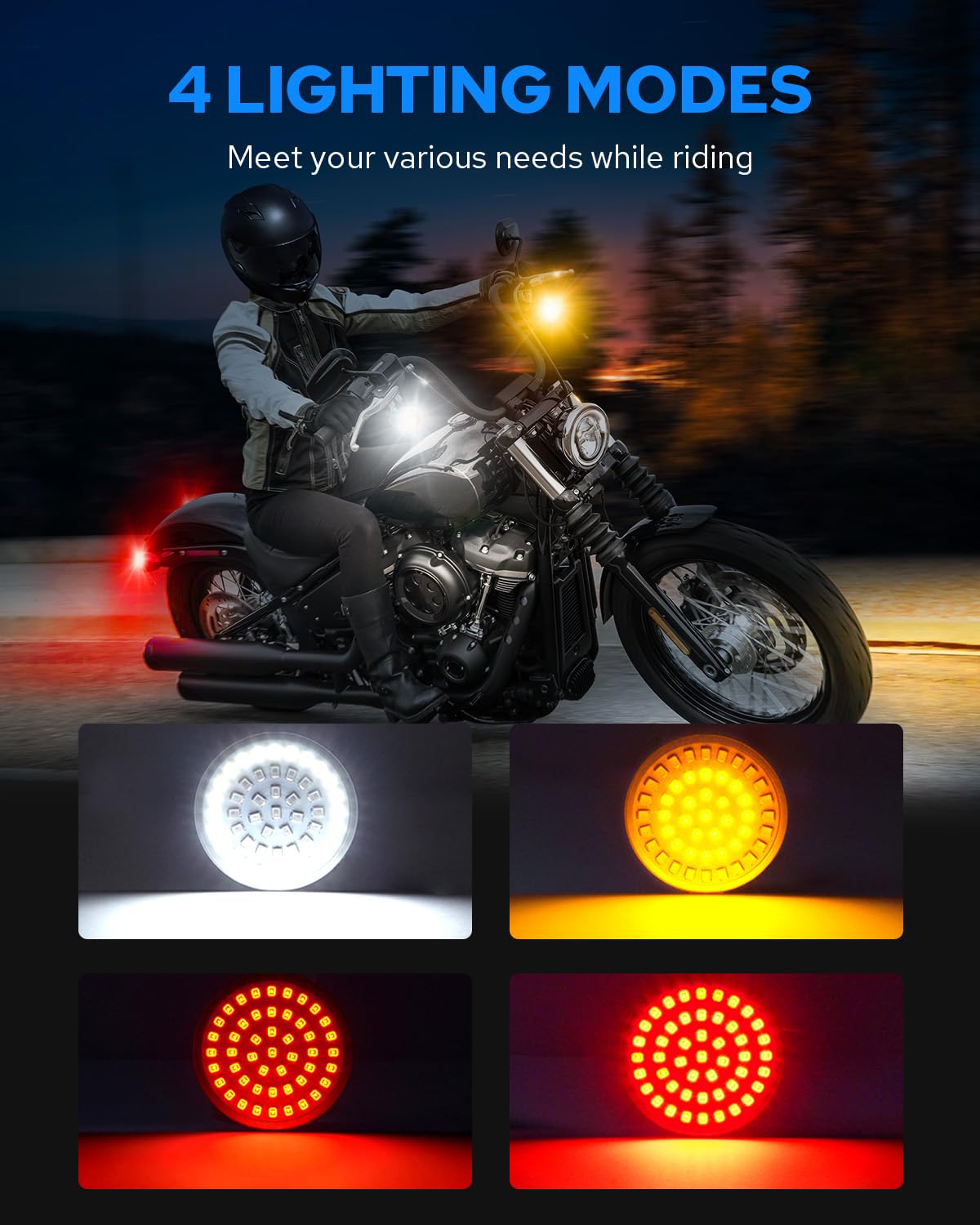 Benlari New Version1157 LED Turn Signals Bulbs, 2'' Front Rear Lights with Smoked Lenses for Harley Davidson Touring Dyna Softai