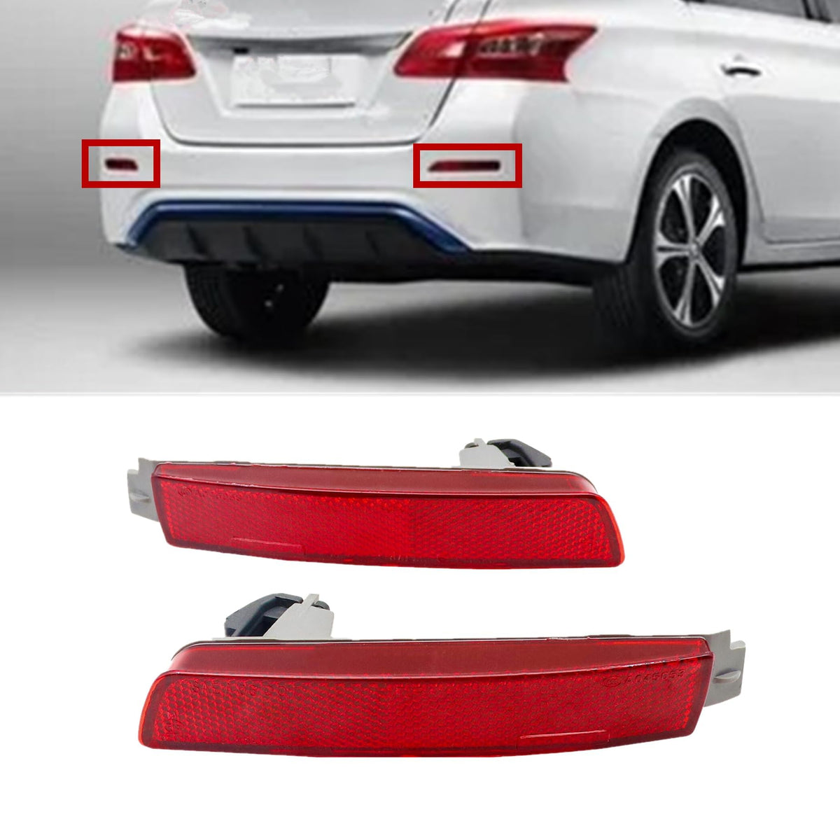 Aouttuoa 12764454 2Pcs Rear Left And Right Bumper Reflector Set Compatible With Nissan Sentra Juke Murano Quest 2013-2018, Infiniti Fx35 Fx37 Fx50 Qx70, 265605C000 265655C000 Ni1185100 Ni1184100