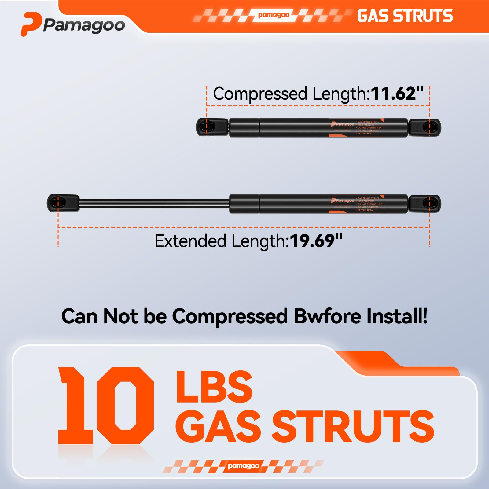Pamagoo Sx200P1-11 20 Inch 10 Lbs Gas Shocks, Ml1410 20'' Gas Spring Strut For Entry Entrance Door Rv Window Motorhome Camper Do