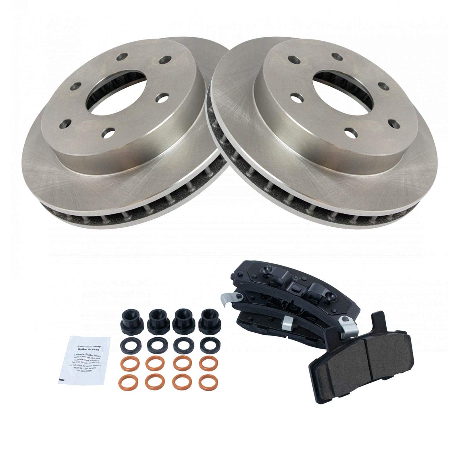 Trq Front Disc Ceramic Brake Pads & Rotors Kit Compatible With Chevy Gmc Pickup Truck